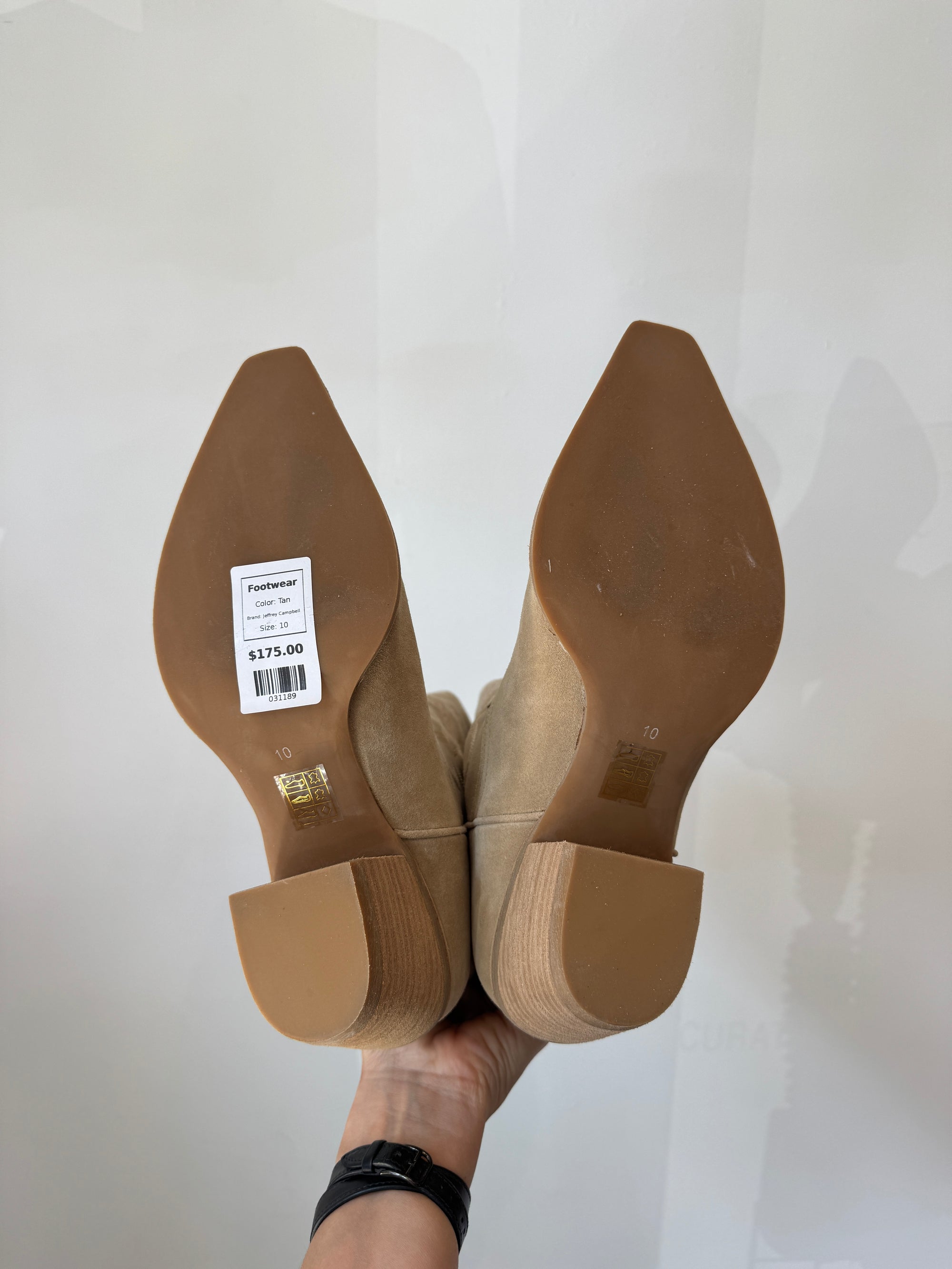 Jeffrey Campbell western suede boots, Tan, 10