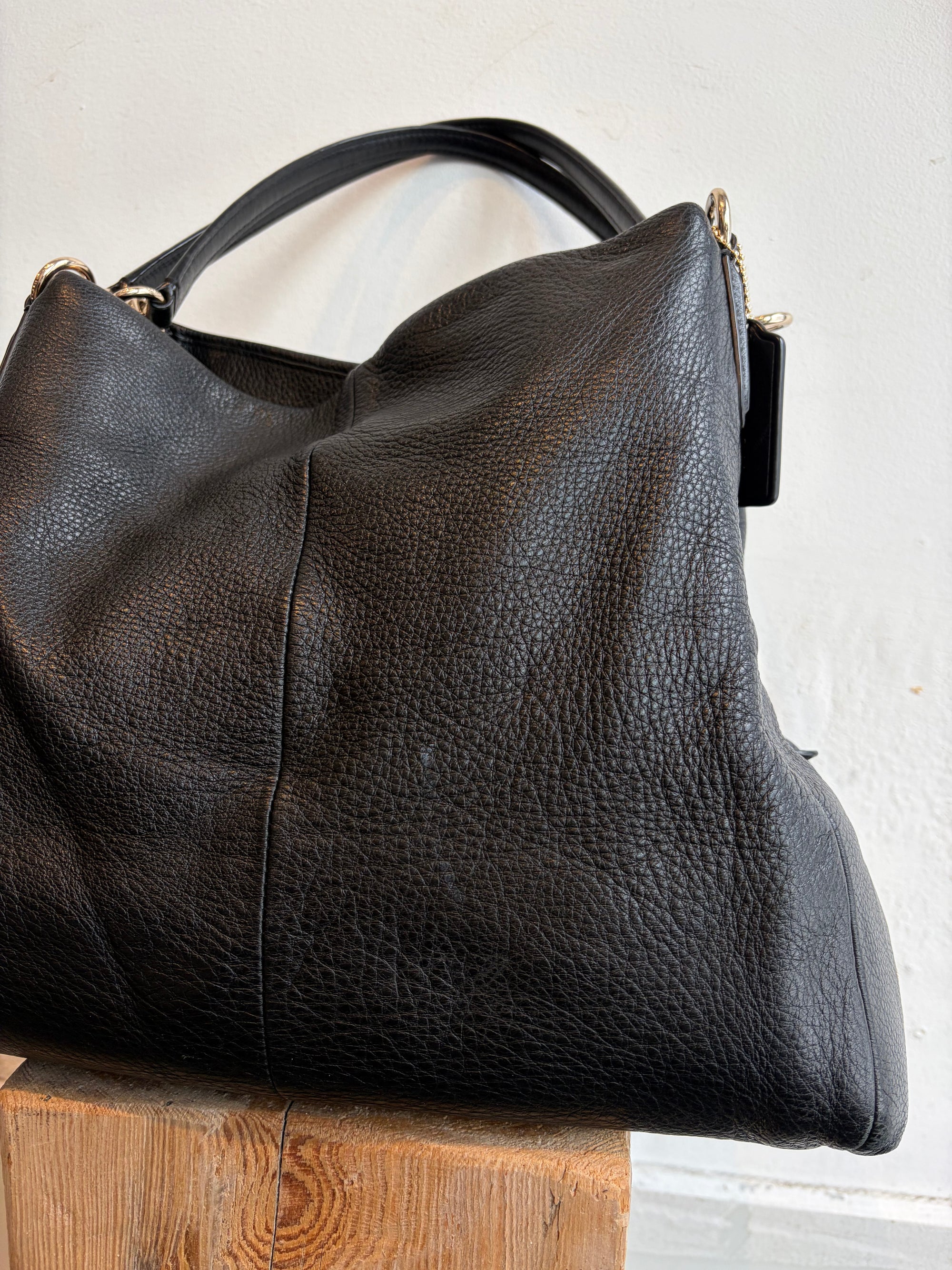 Coach Madison Pheobe Pebbled Leather Shoulder Bag, Black