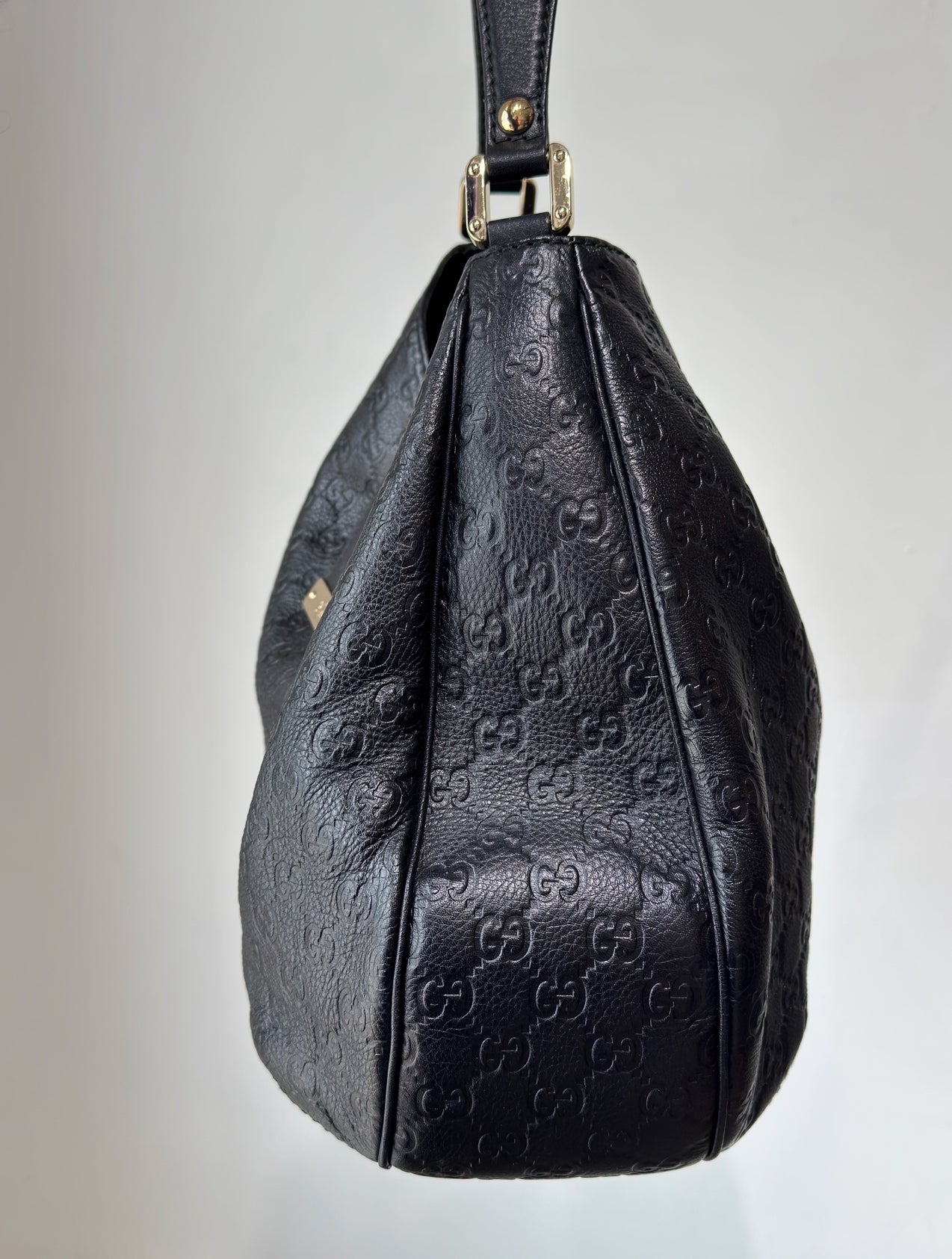 Gucci Guccissima Black Leather Hobo Black