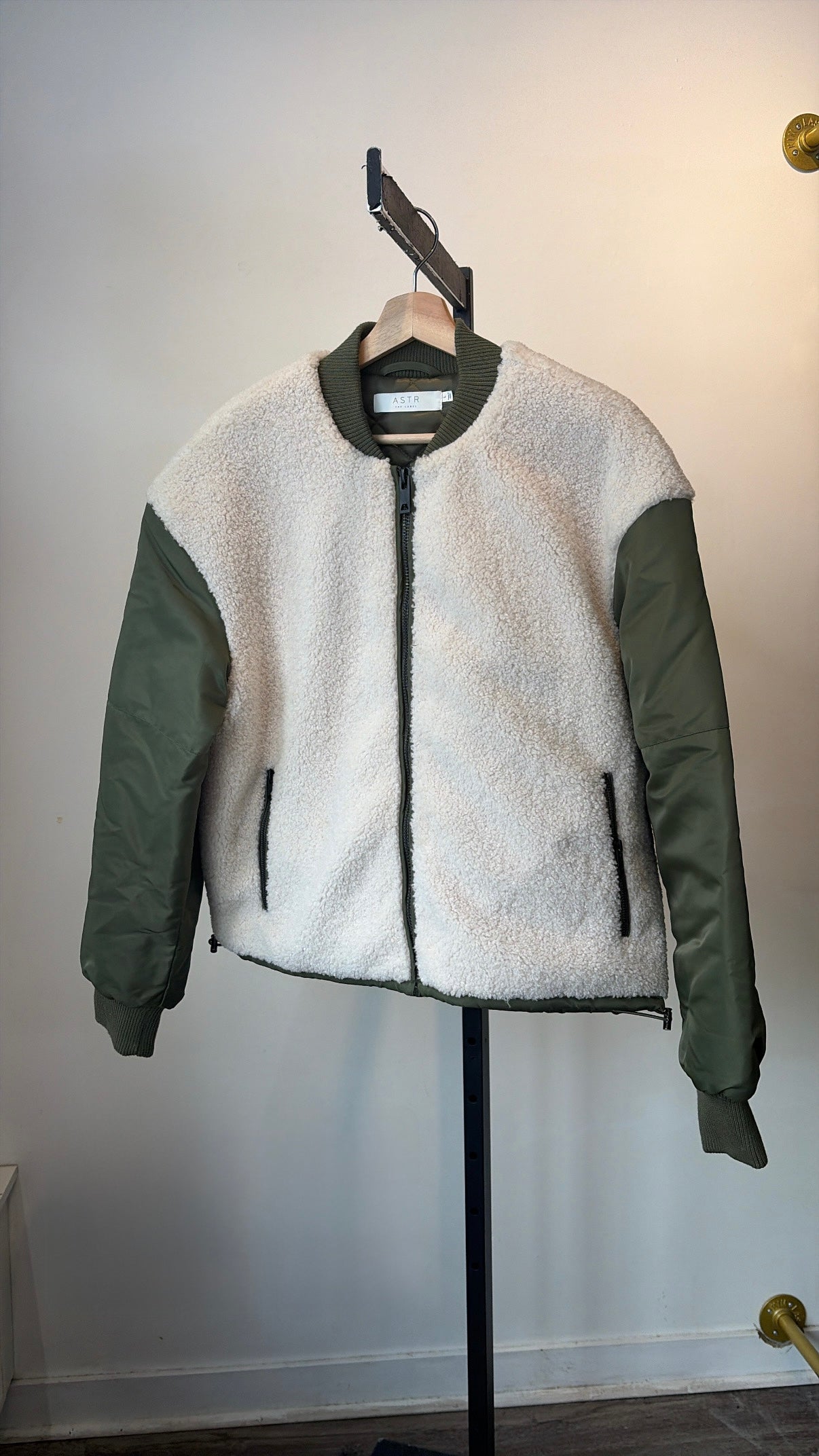ASTR the Label, Sherpa bomber Jacket, cream, Medium