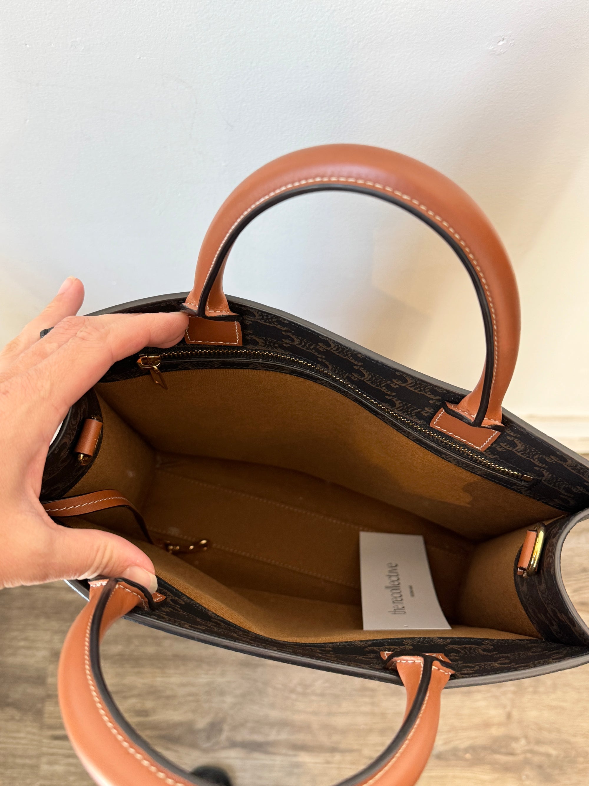 Celine Cabas Small Vertical Triomphe Print Tote