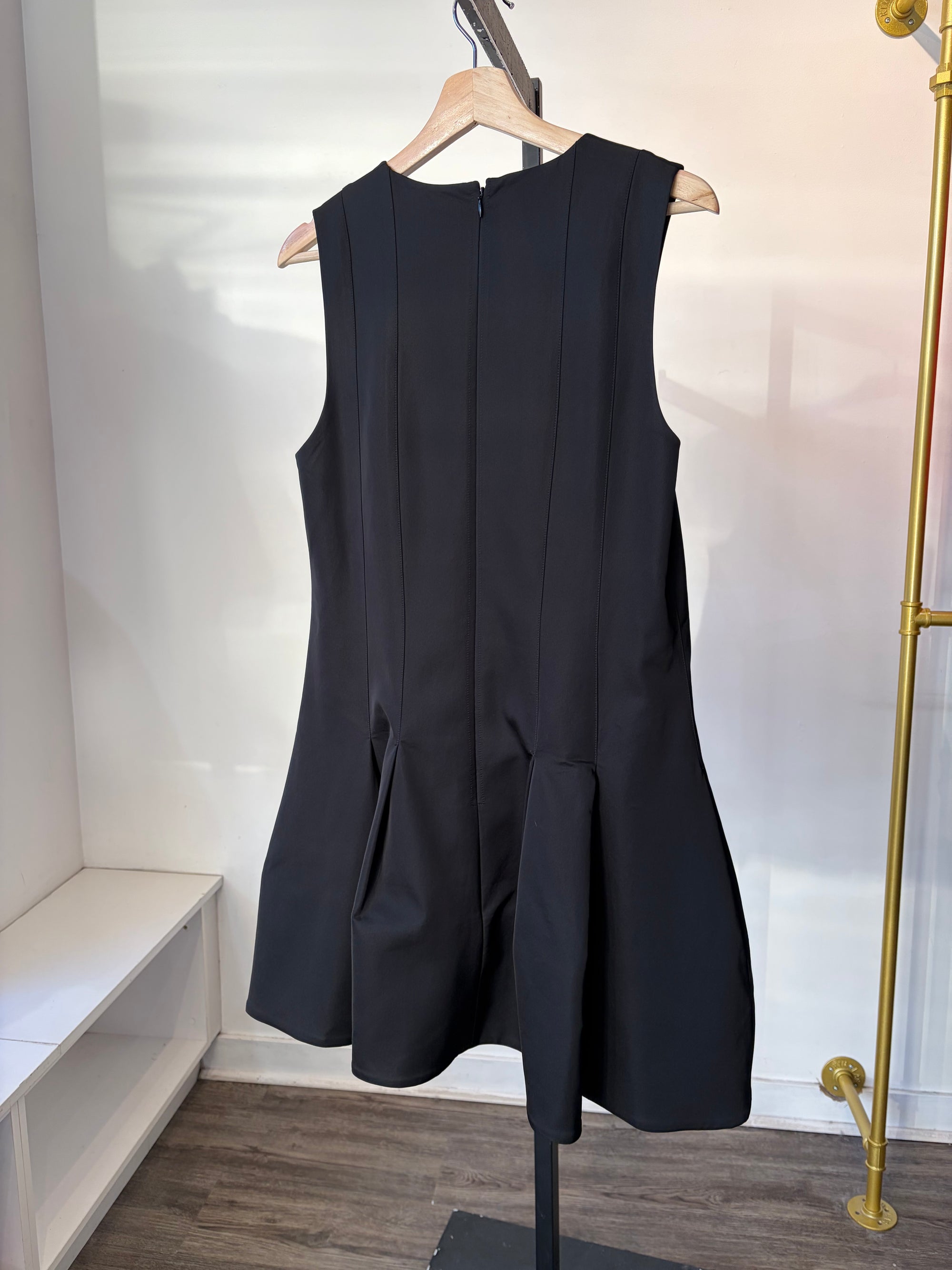 COS Sleeveless Pleated Mini Dress, Black, 8