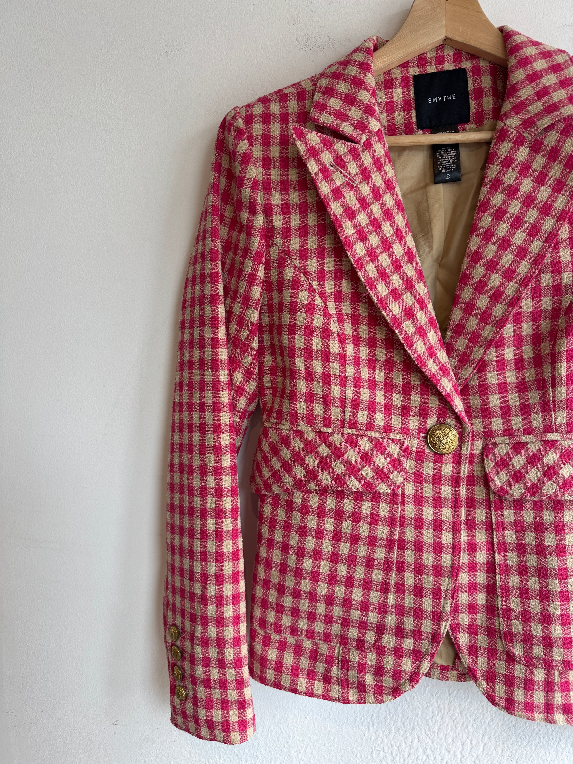 Smythe Patch Pocket One Button Blazer, Pink, 4