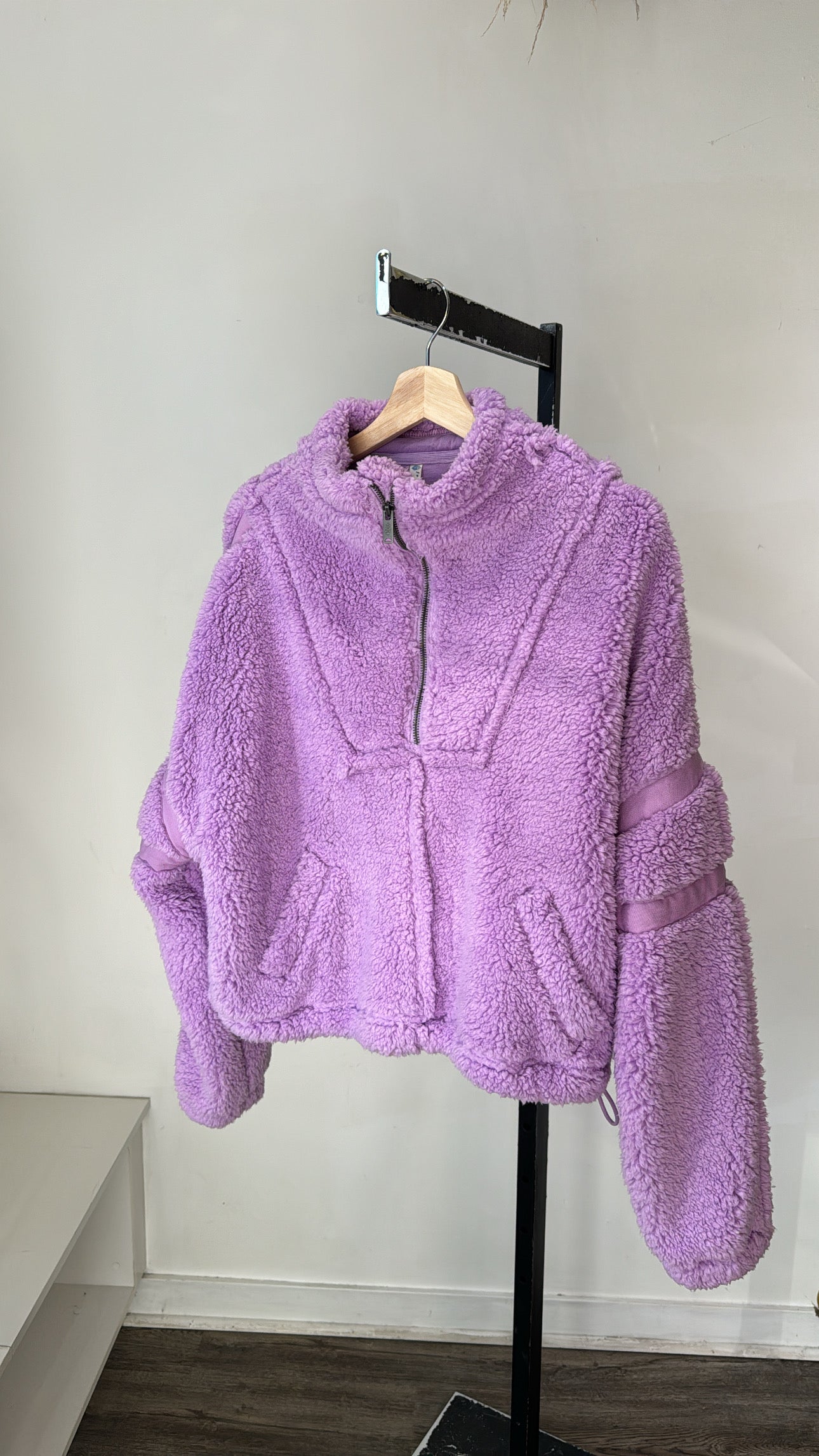 Free People Fleece Pullover, Purple, Small