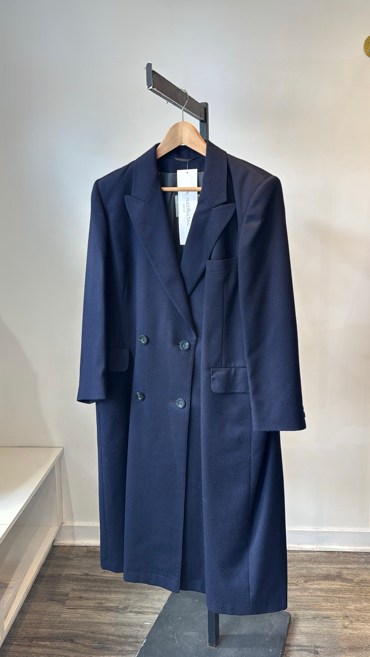Aquascutum Vintage Wool Double Breasted Coat Jackets Navy, 14