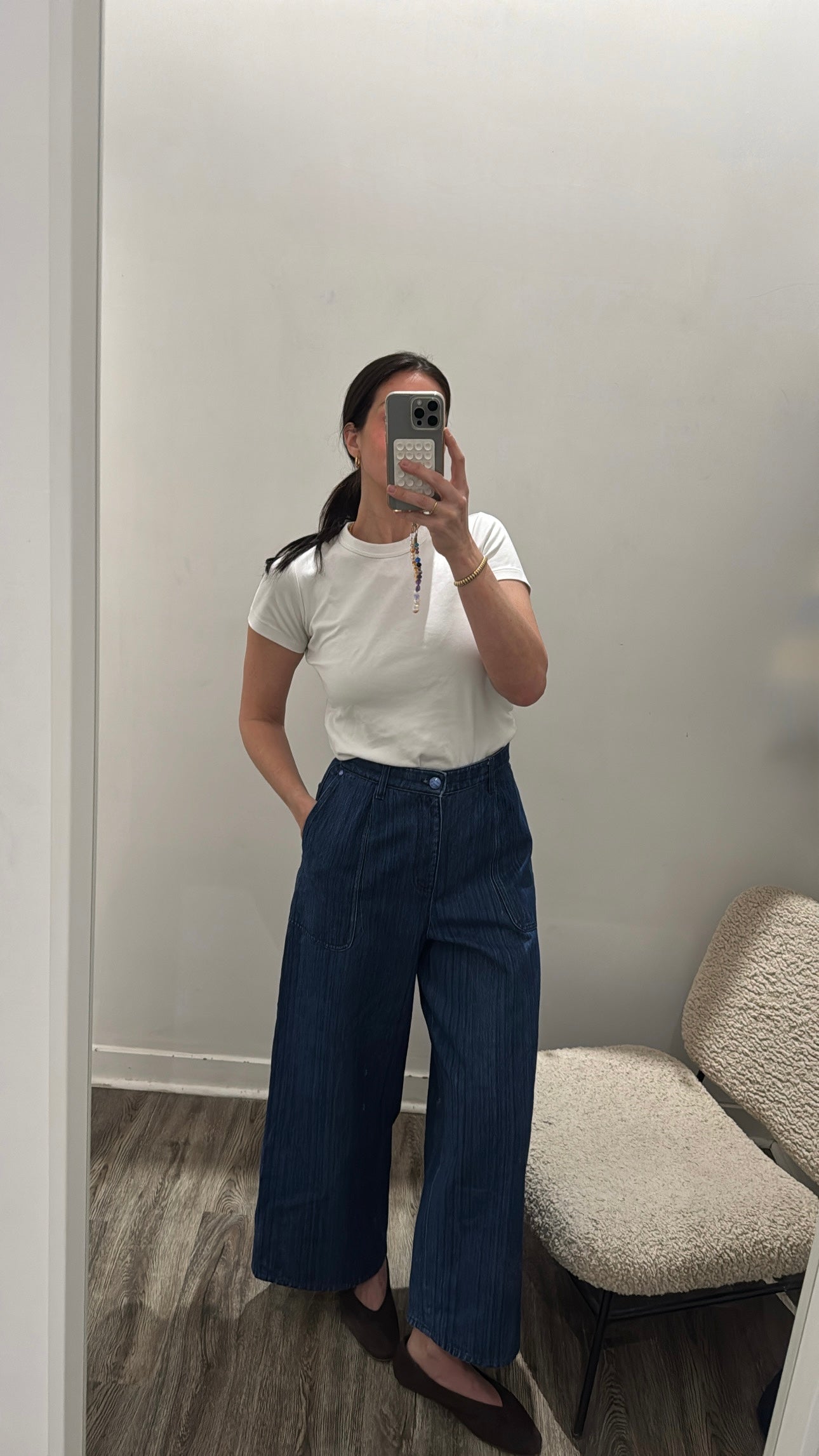 Chanel High Rise Wide Leg Jeans, 42