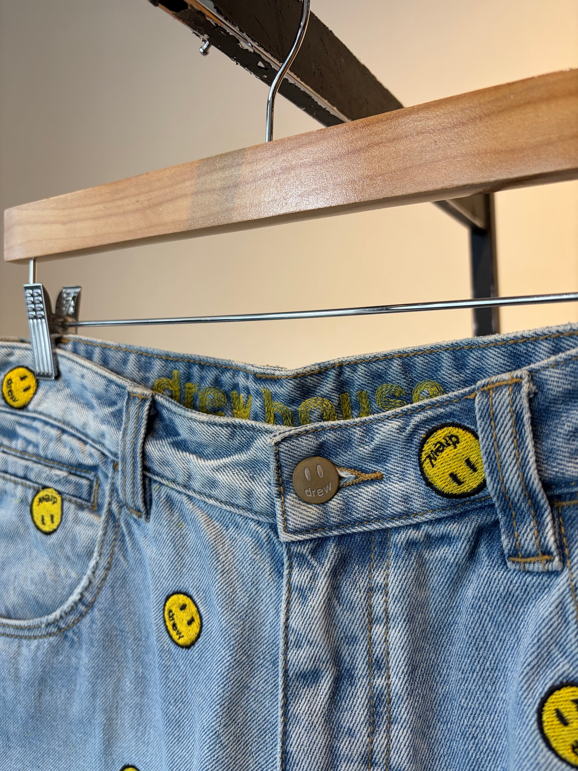 Drew House Blue/printed Denim shorts, 32