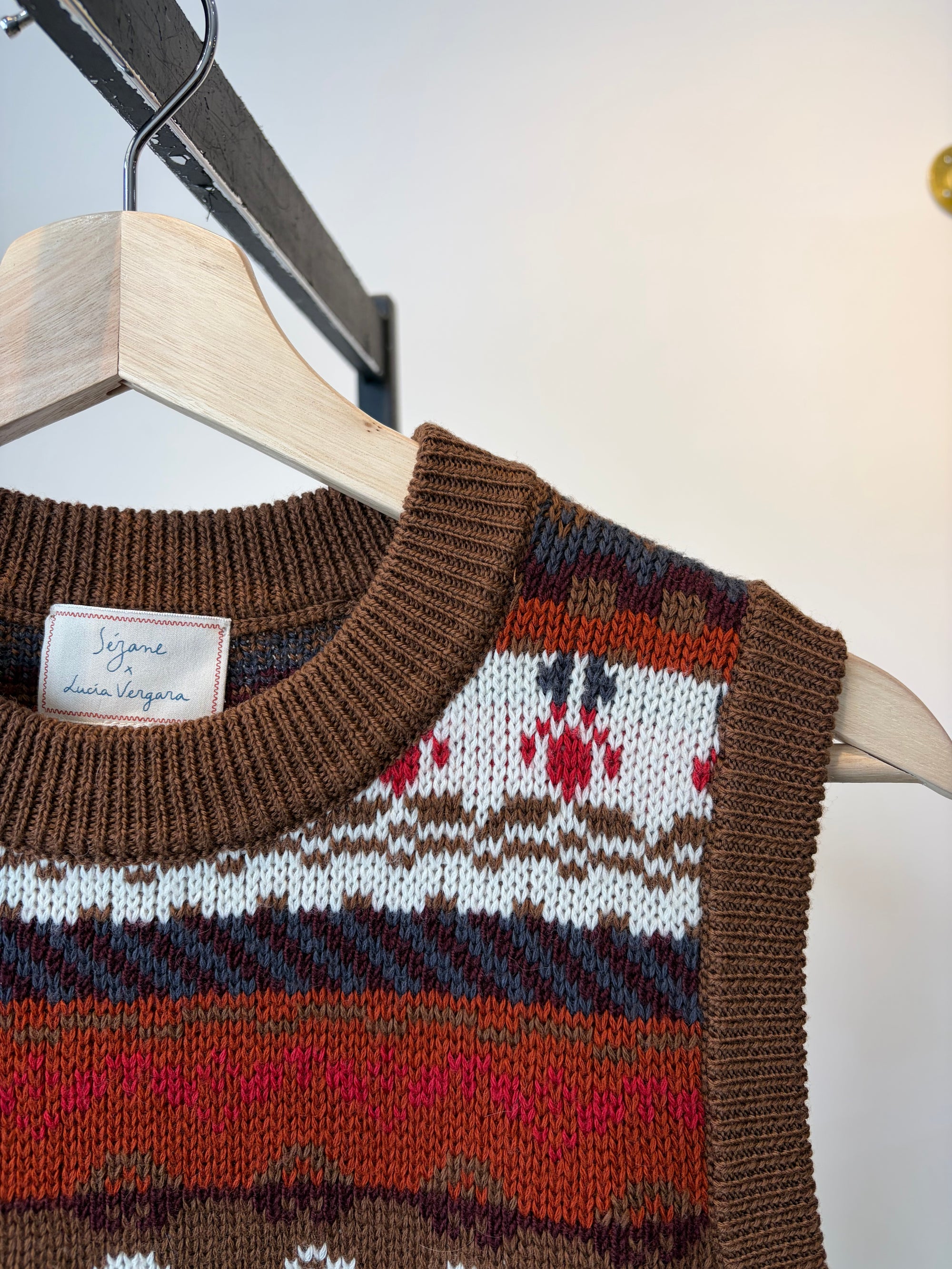 Sézane x Lucia Vergara Becky Sweater Vest, Brown Multi, Small