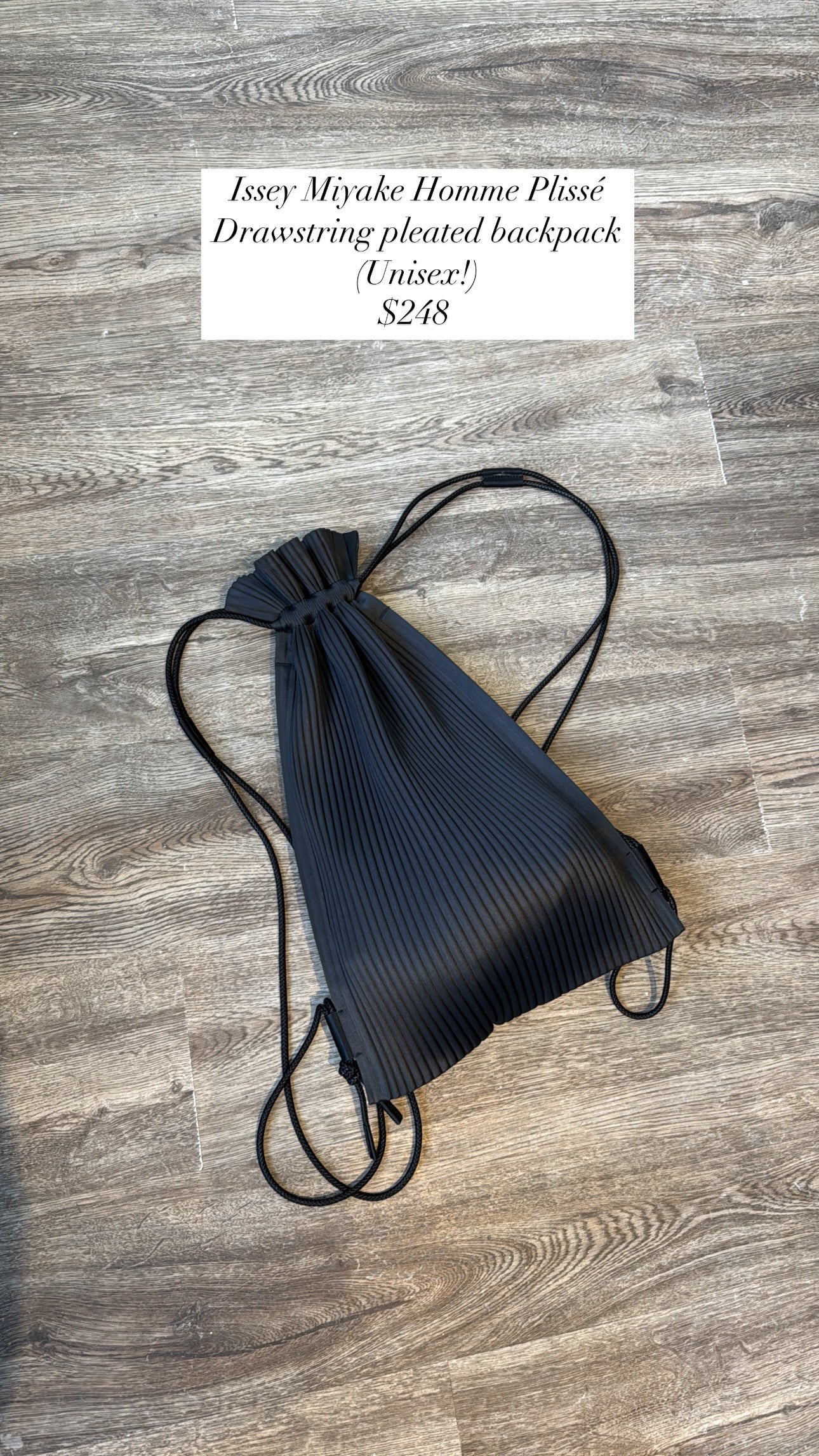 Issey Miyake Homme Plisse Drawstring Bag Black