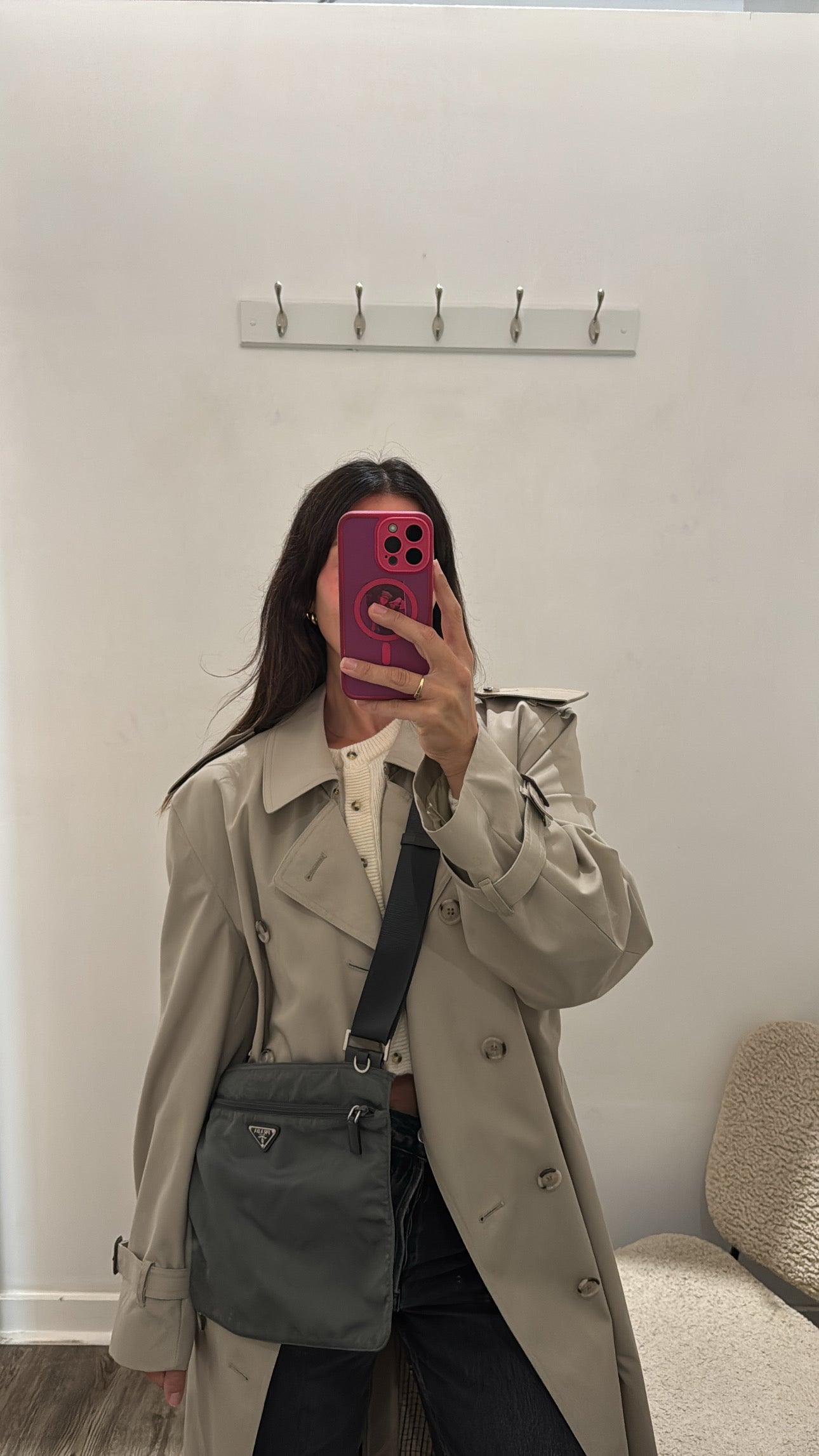 Prada Tessuto Nylon Crossbody Messenger Bag, Charcoal