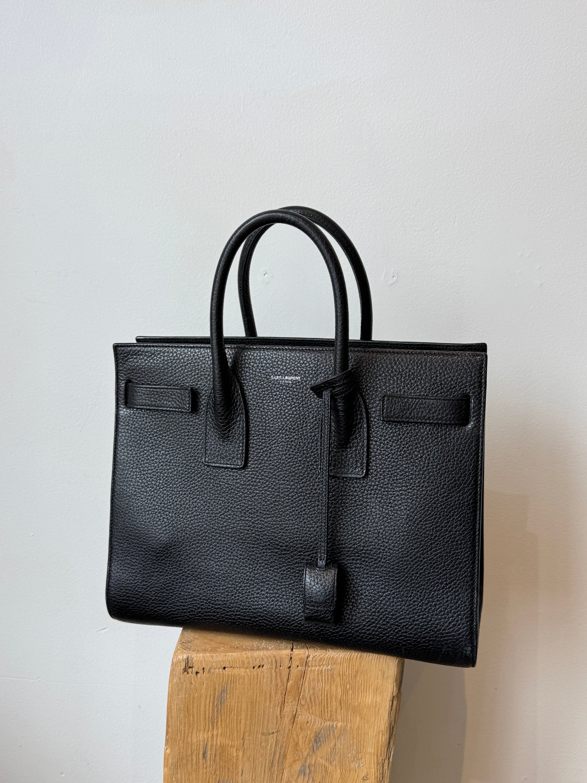Saint Laurent Sac Du Jour Small, Black Grained Leather