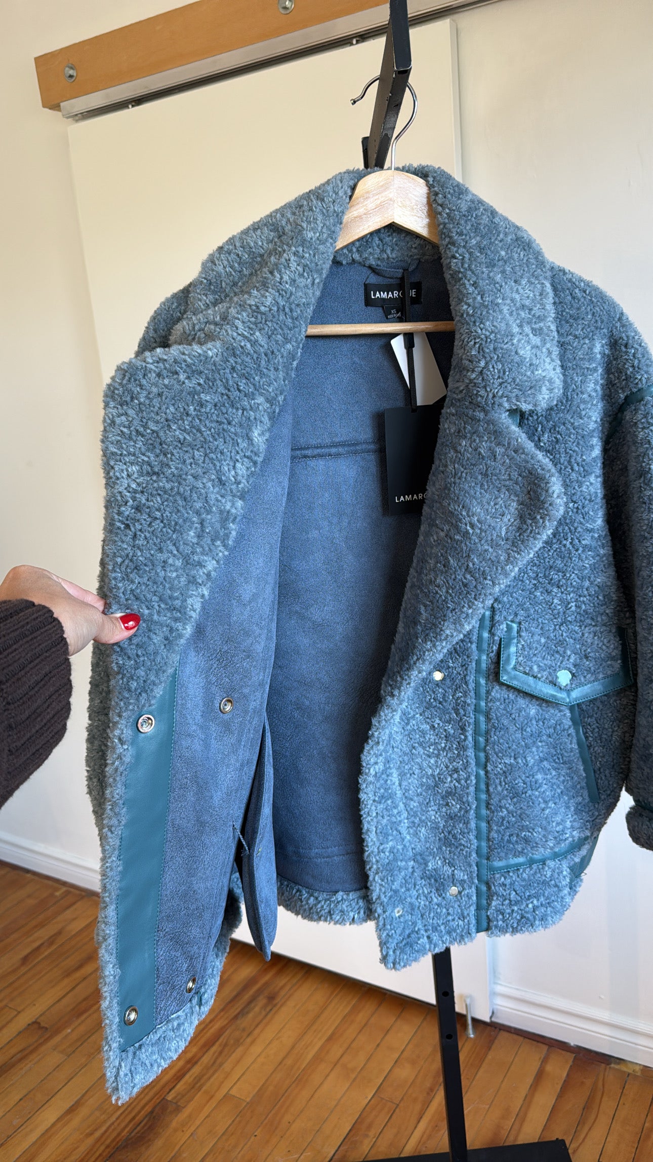 Lamarque Badu Fleece Coat, Blue, XS (oversized)