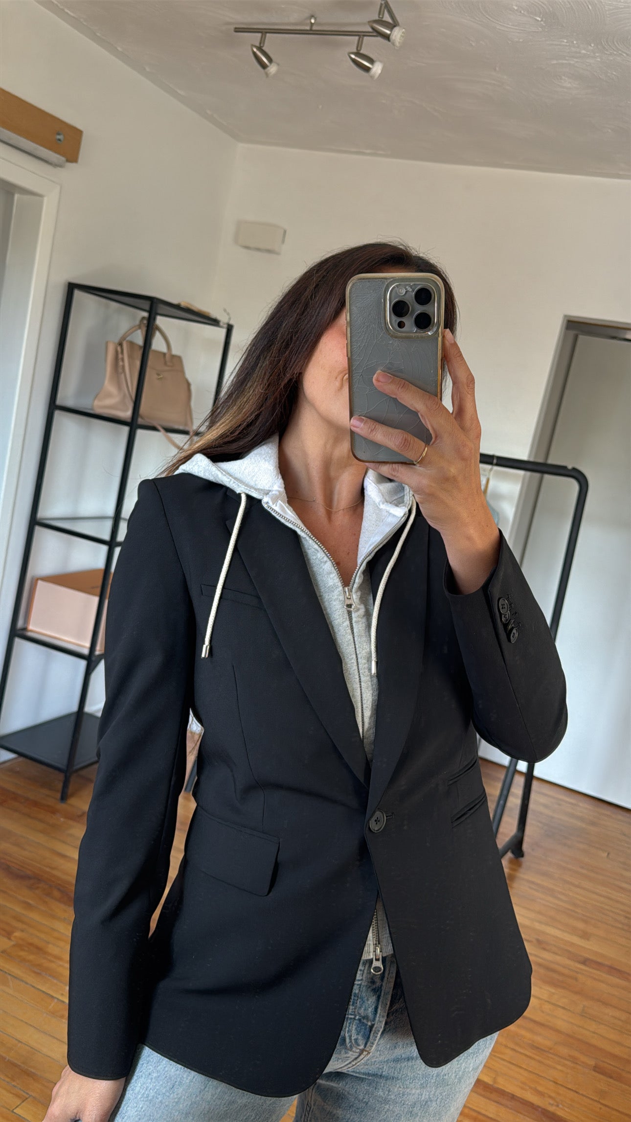 Veronica Beard, Blazer with Dickey insert, Black and grey, 6