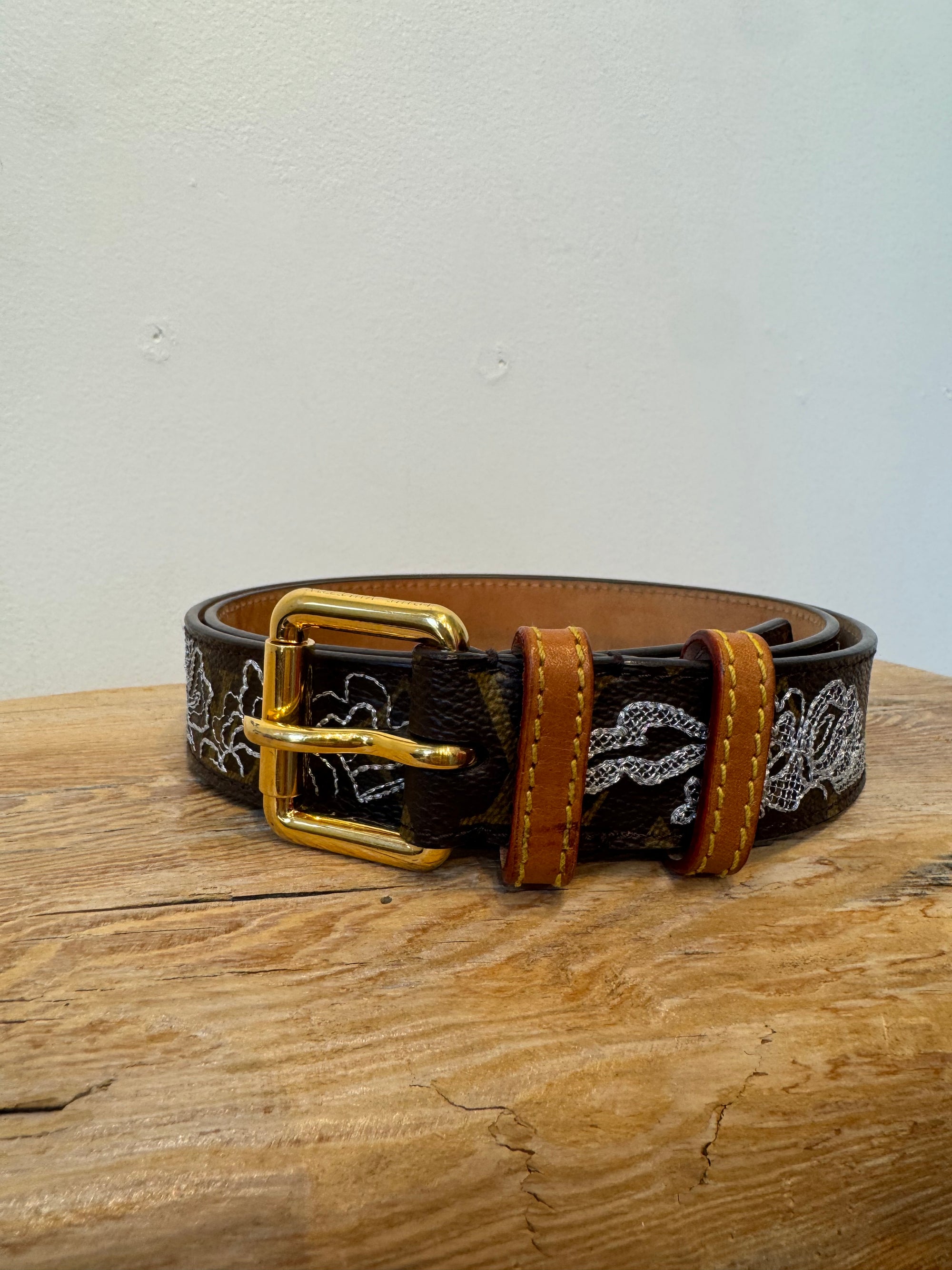 Louis Vuitton Limited Edition Dentelle Belt, Brown, 90/36