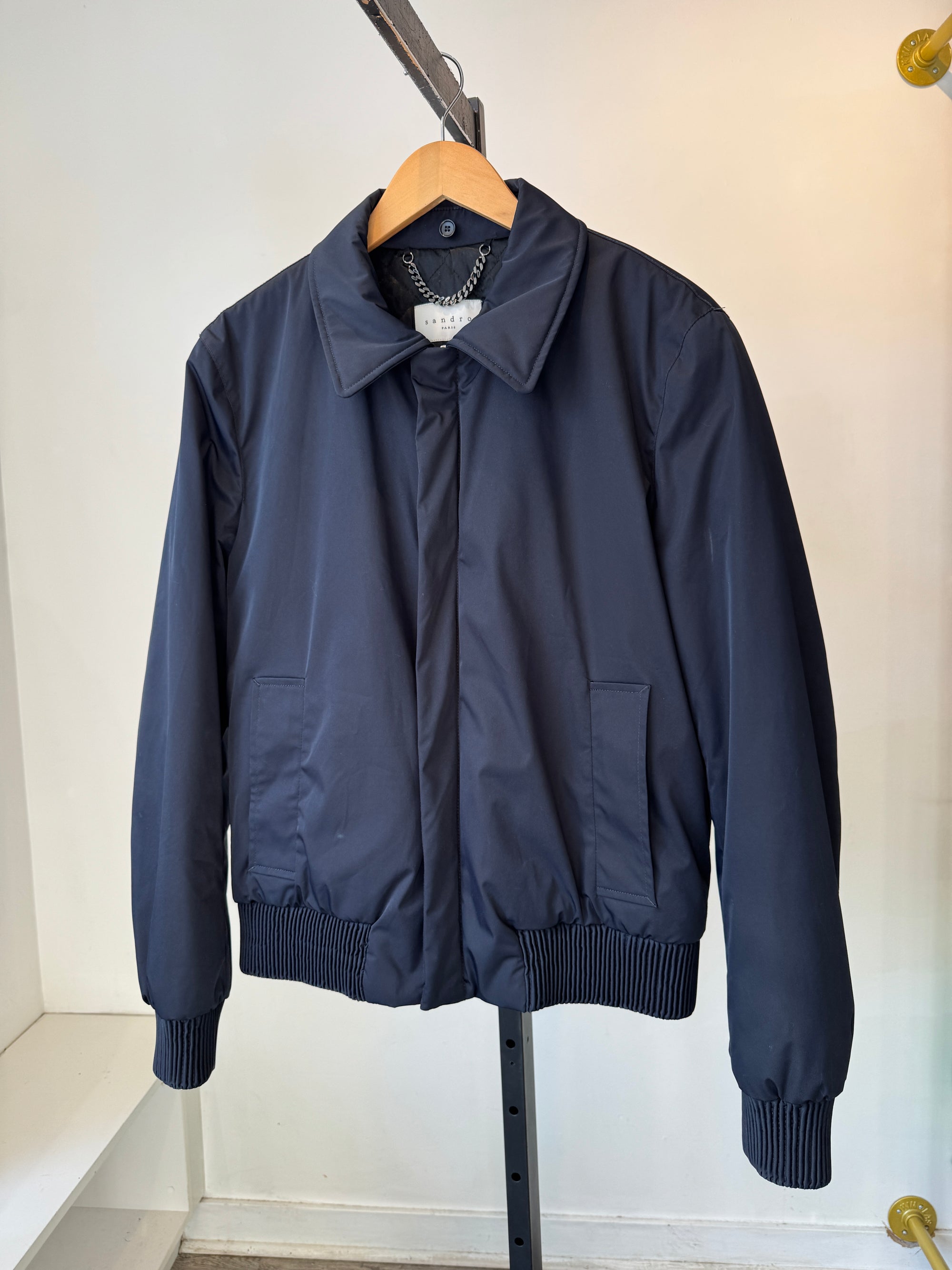 Sandro Paris bomber jacket, Navy, Large