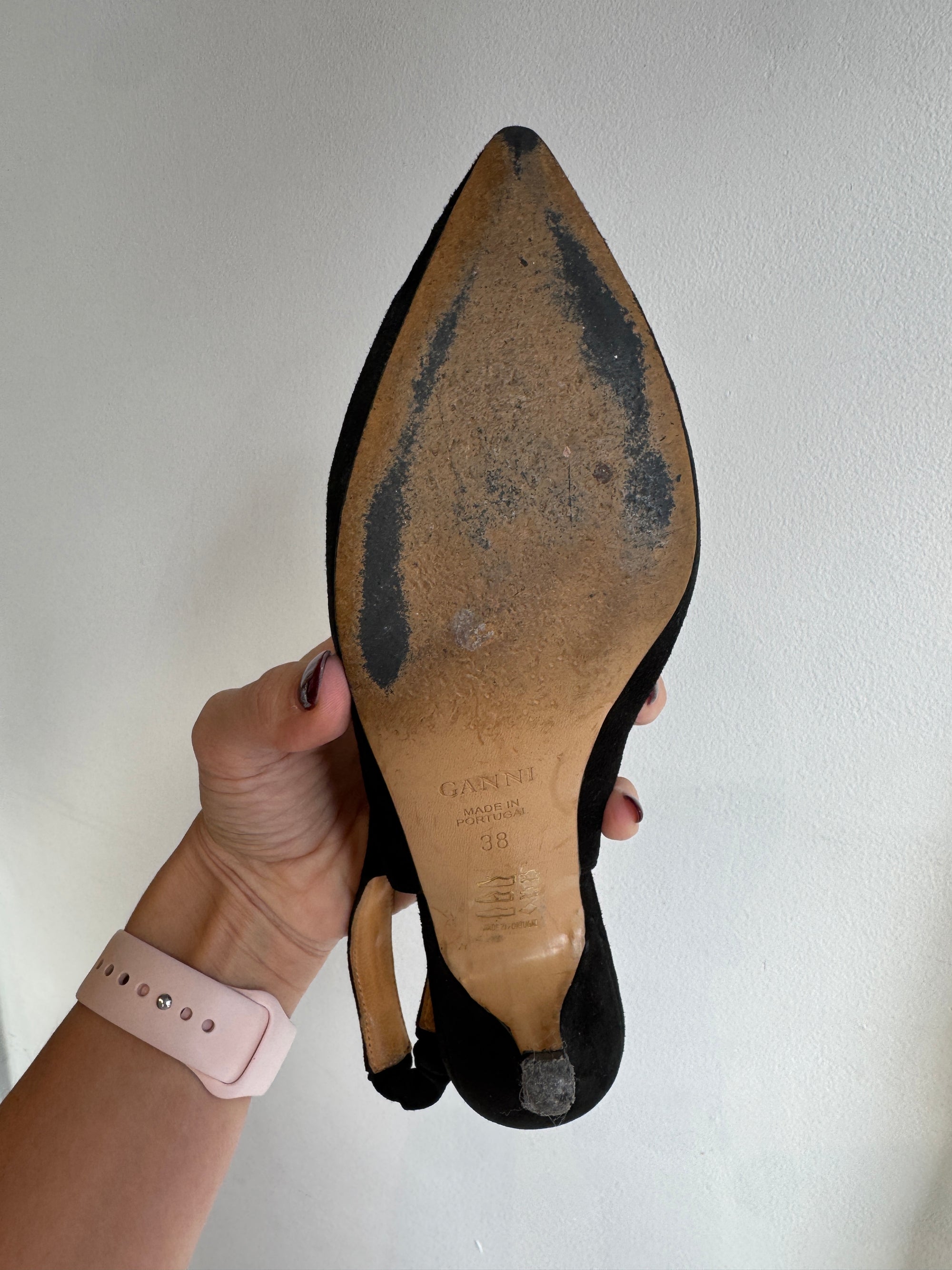 Ganni slingback kitten heels, Black, 38