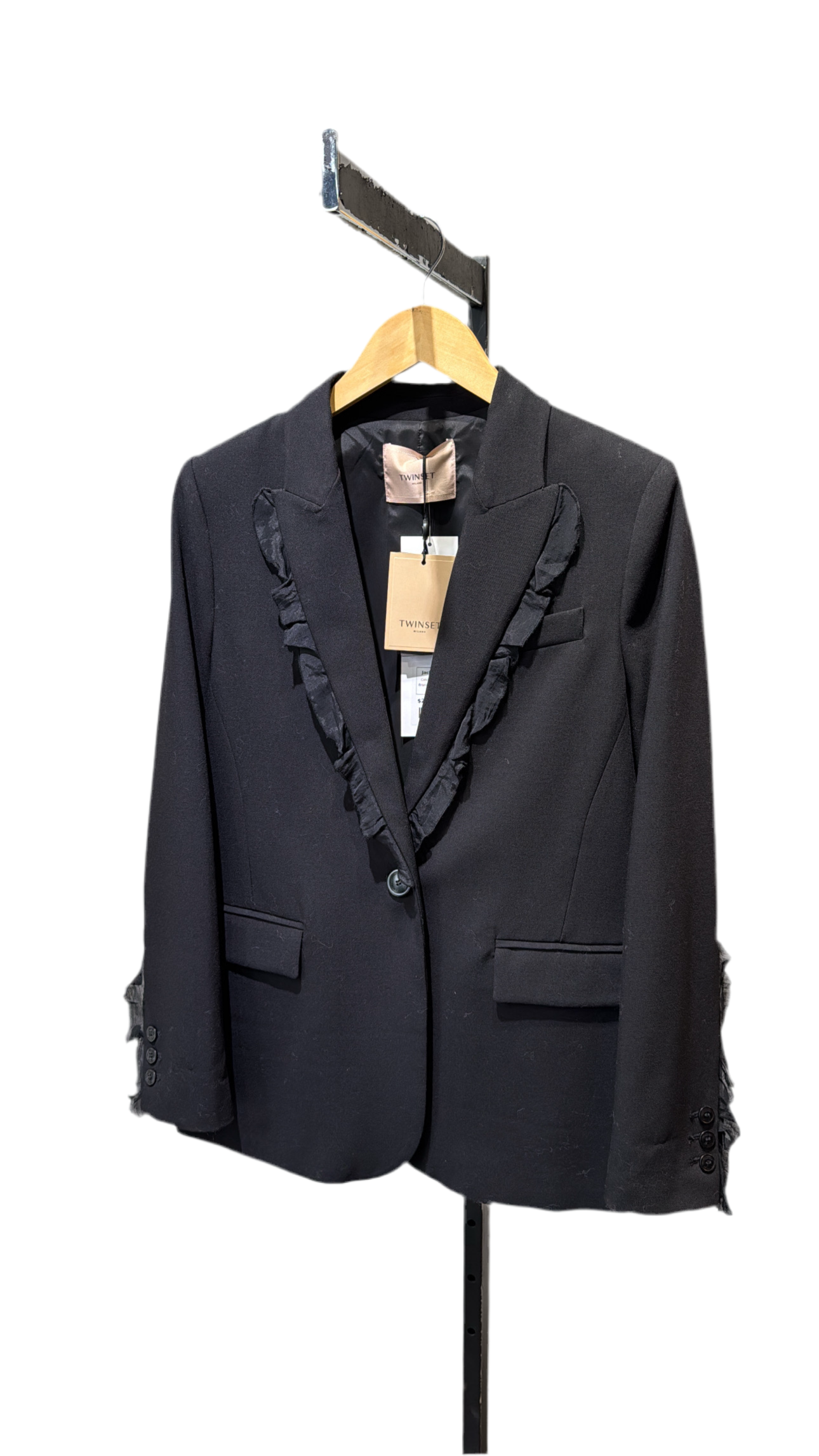 Twinset blazer with ruffle, Black