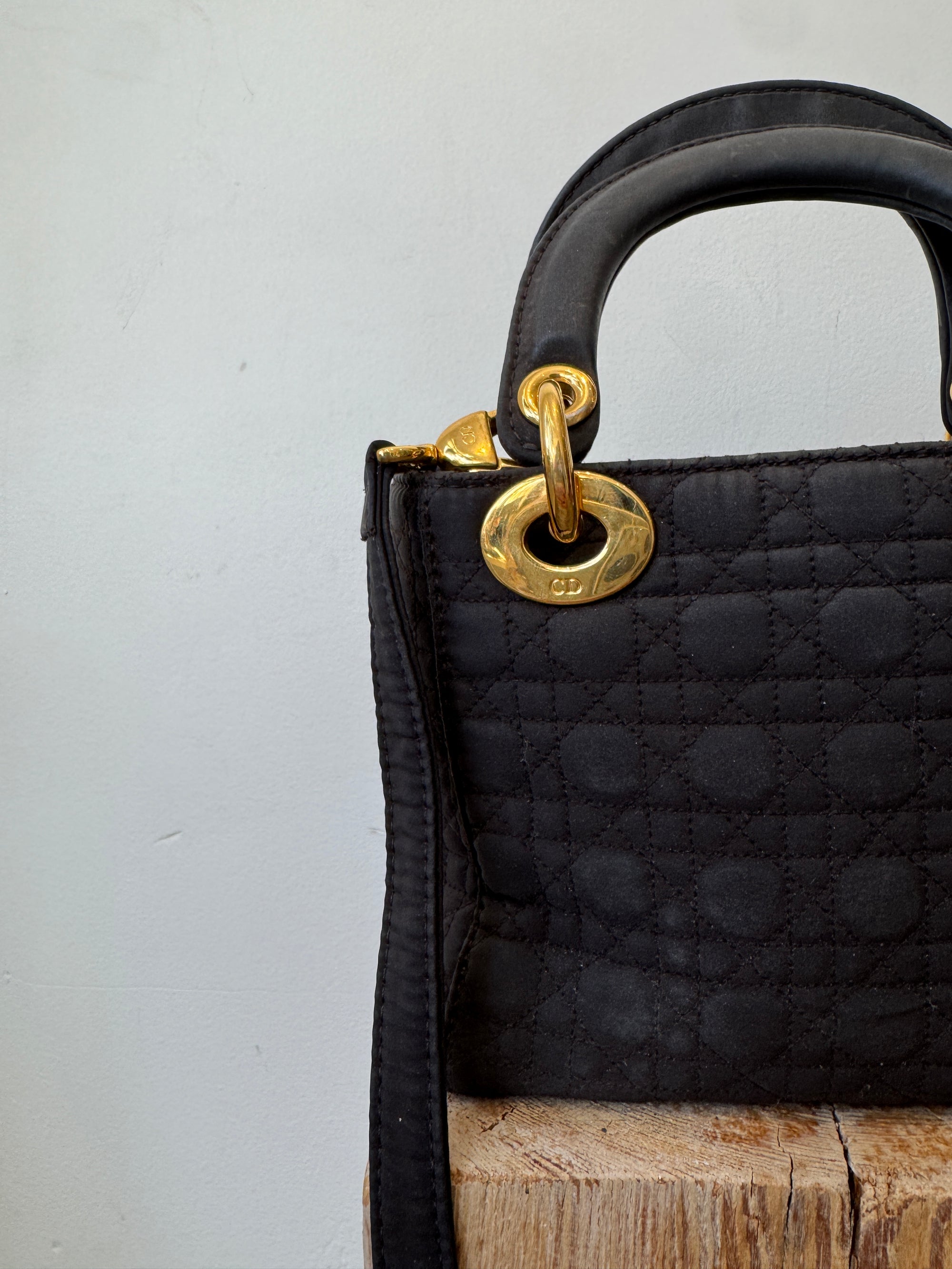 Christian Dior Cannage Lady Dior Mini Bag, Charcoal Grey