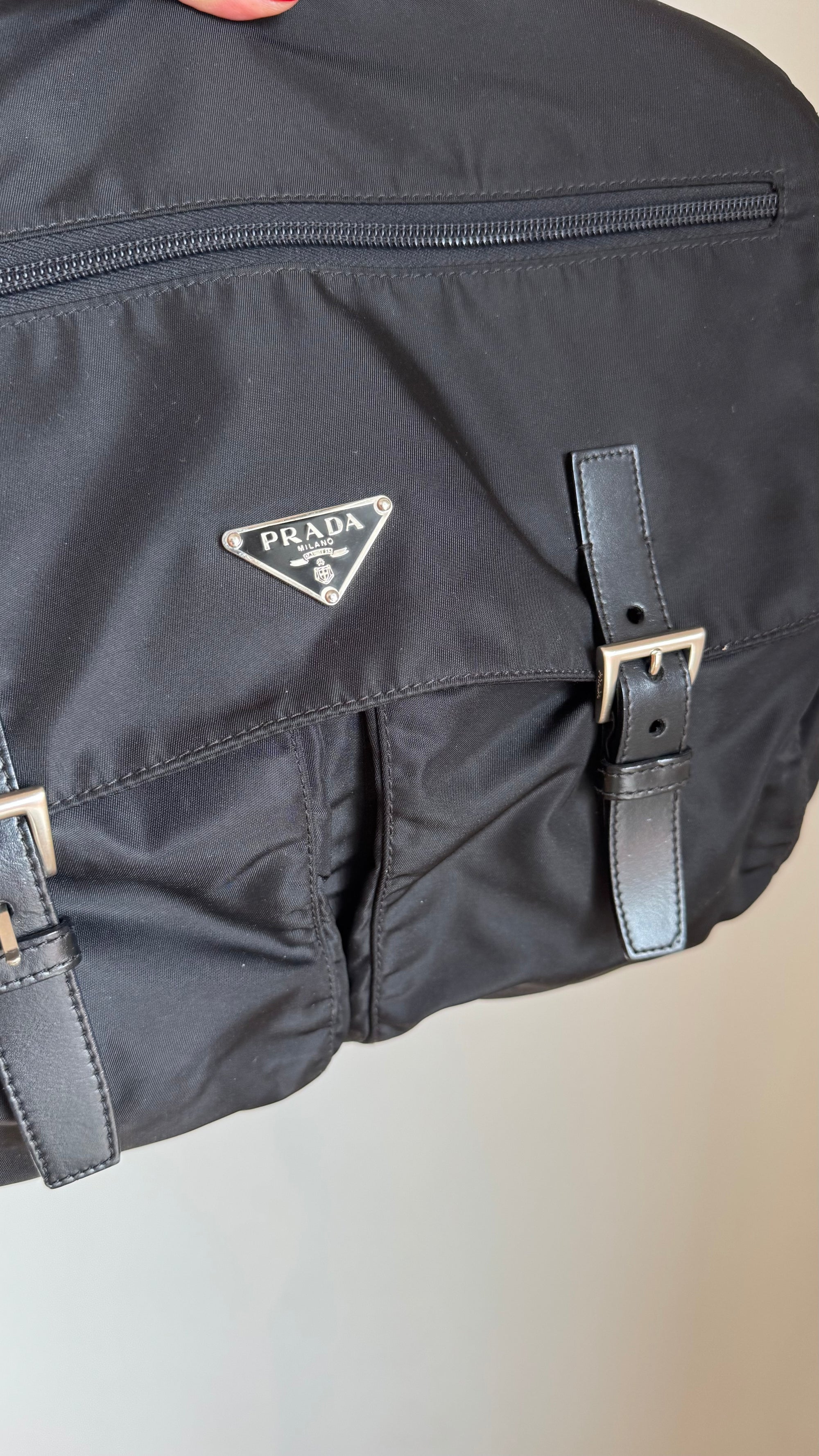 Prada Tessuto Vela Nylon Messenger Bag, Black