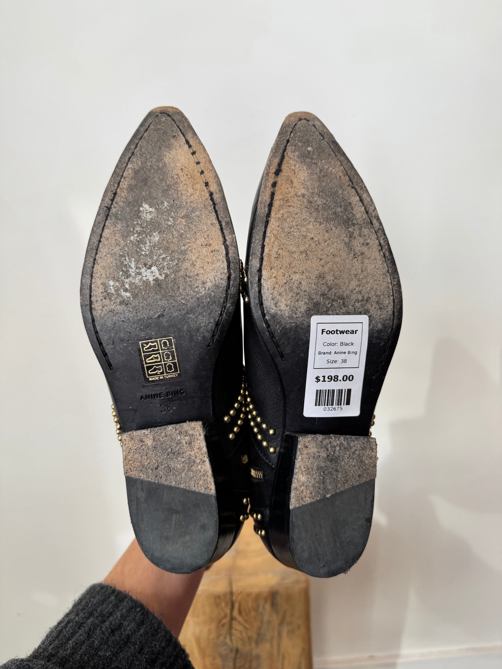 Anine Bing Charlie studded ankle boots, Black, 38