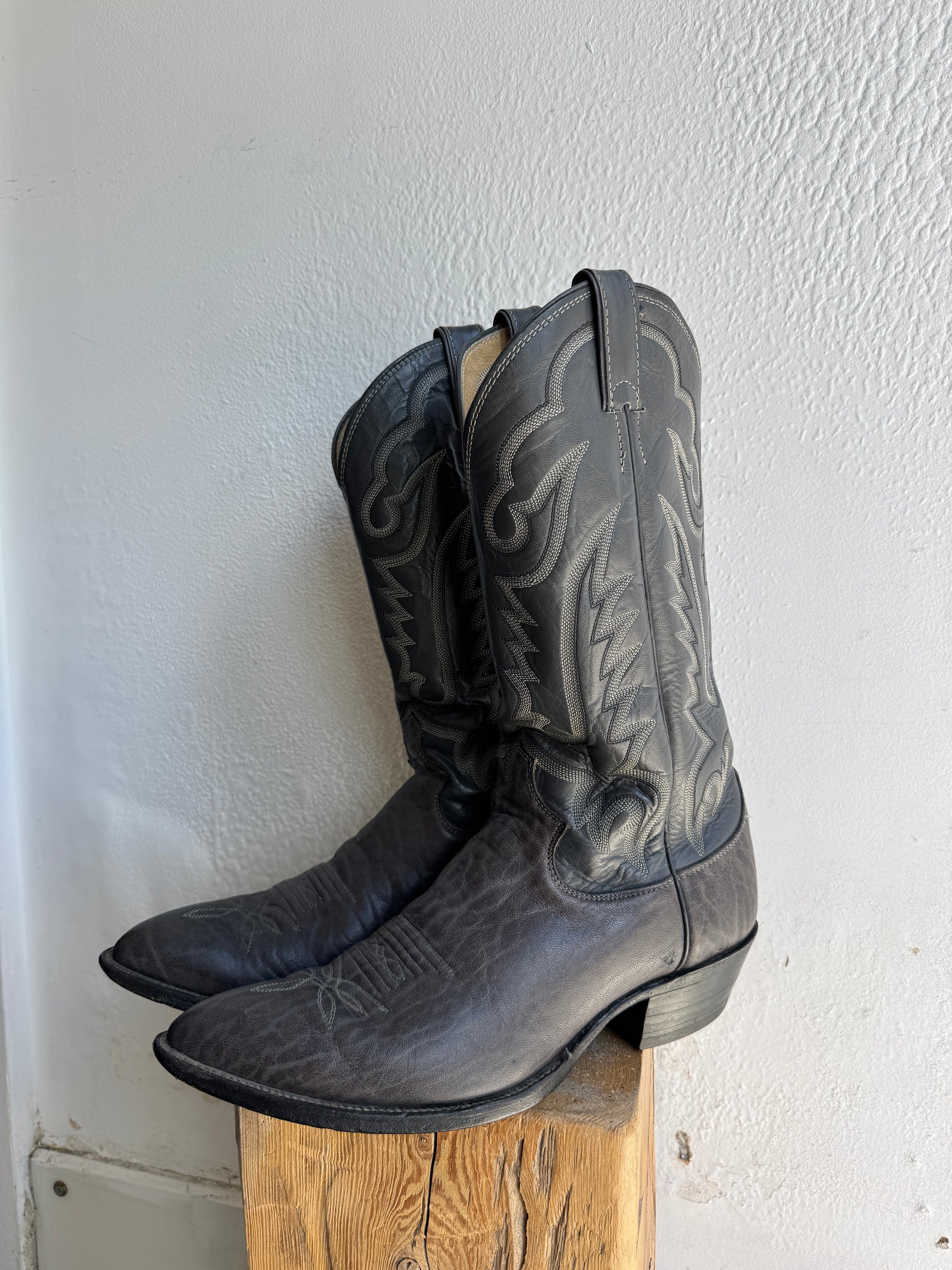 Justin leather western boots, Grey, 10