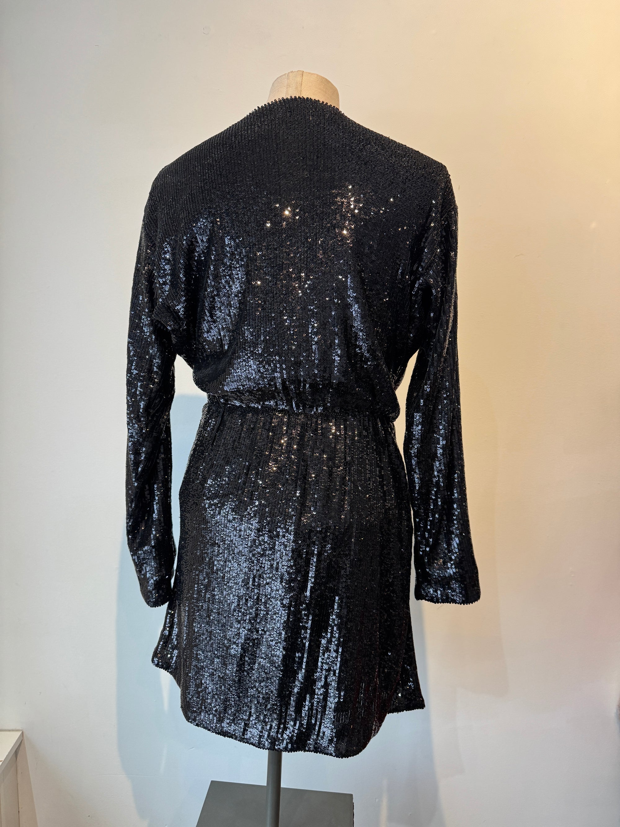 Anine Bing Elena Sequin Mini Dress Black, XS
