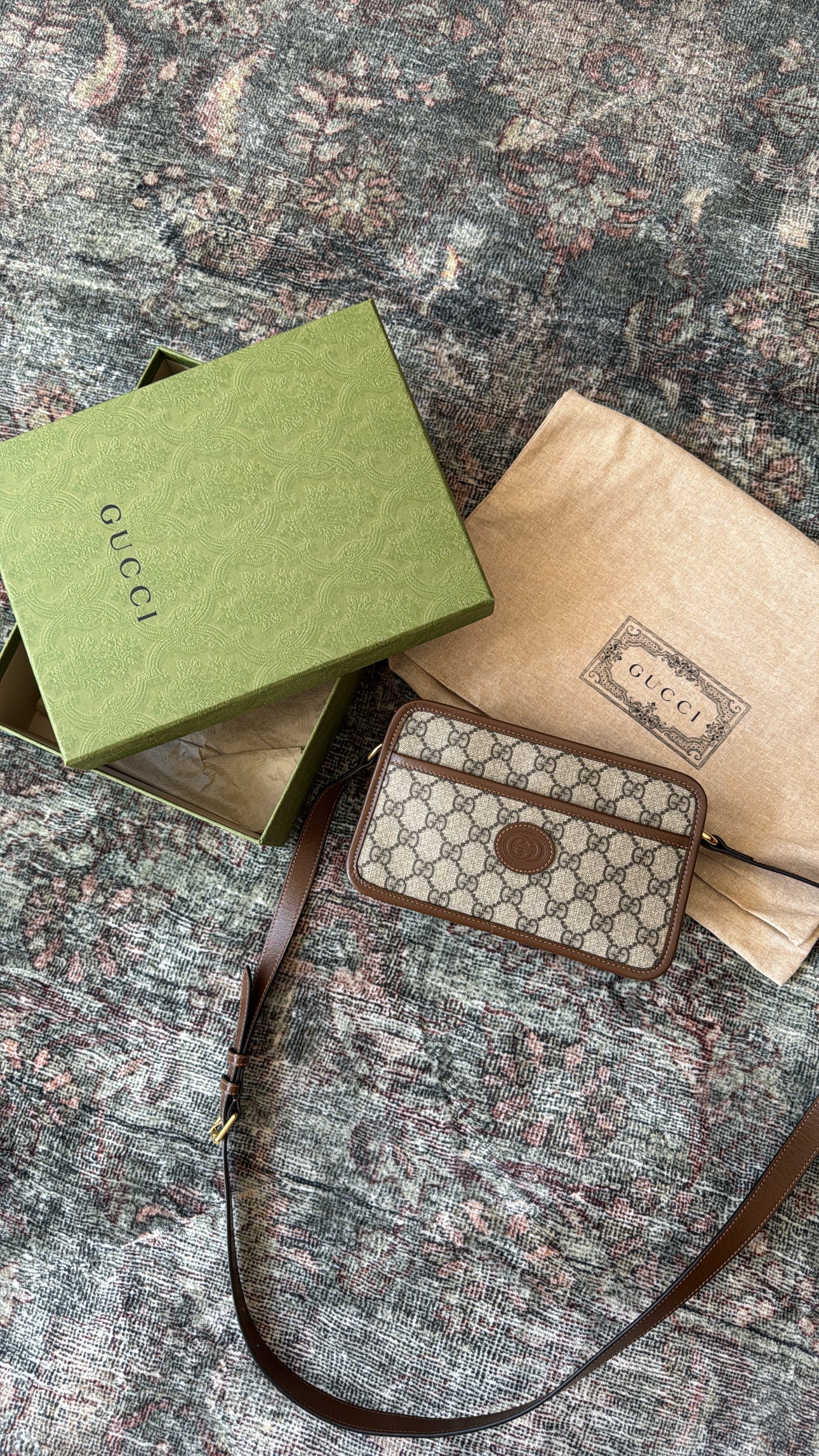 Gucci GG Mini Messenger Crossbody Bag, Brown