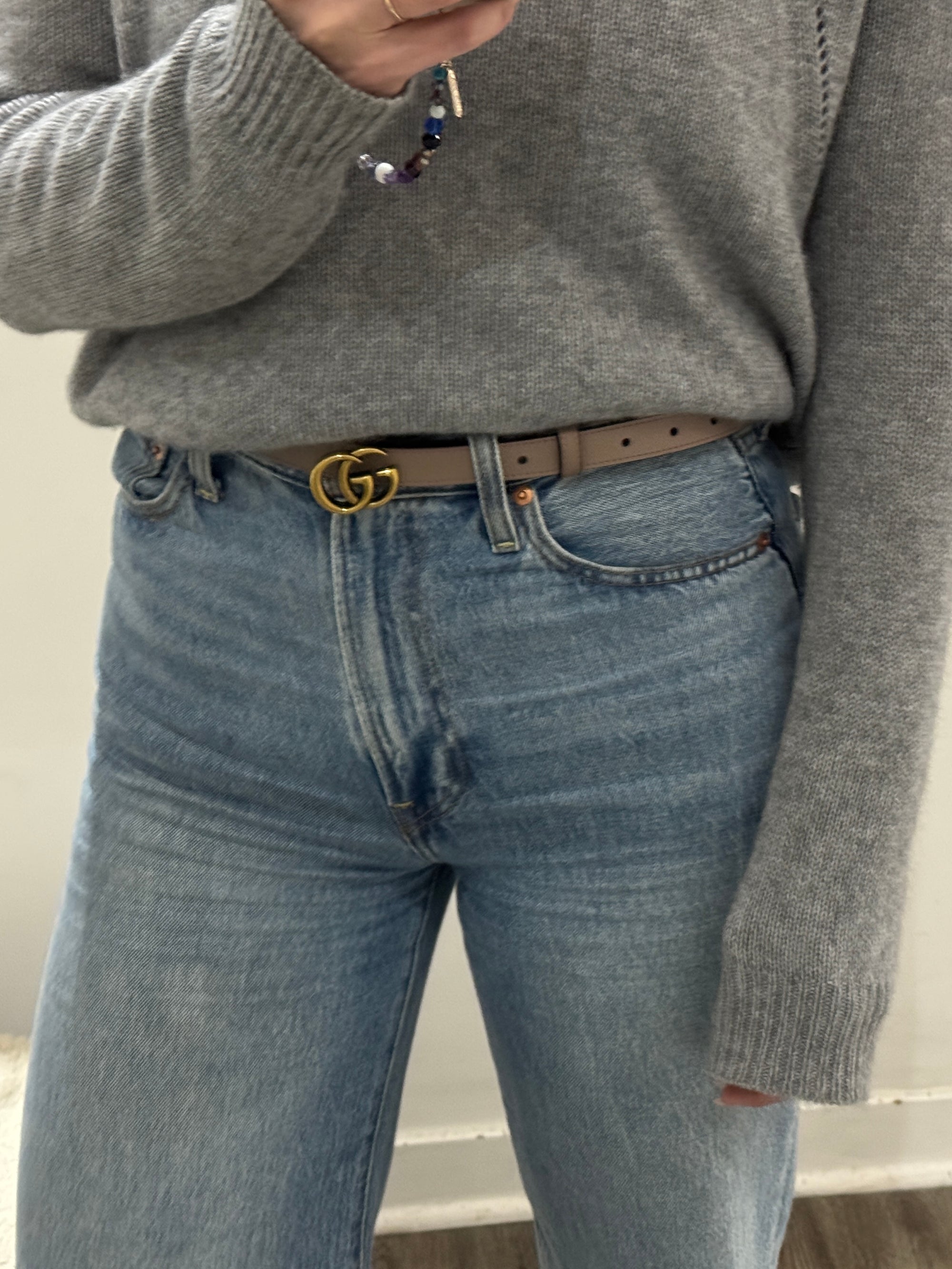 Gucci GG Marmont Thin Belt, Blush/Nude, 100 / 40