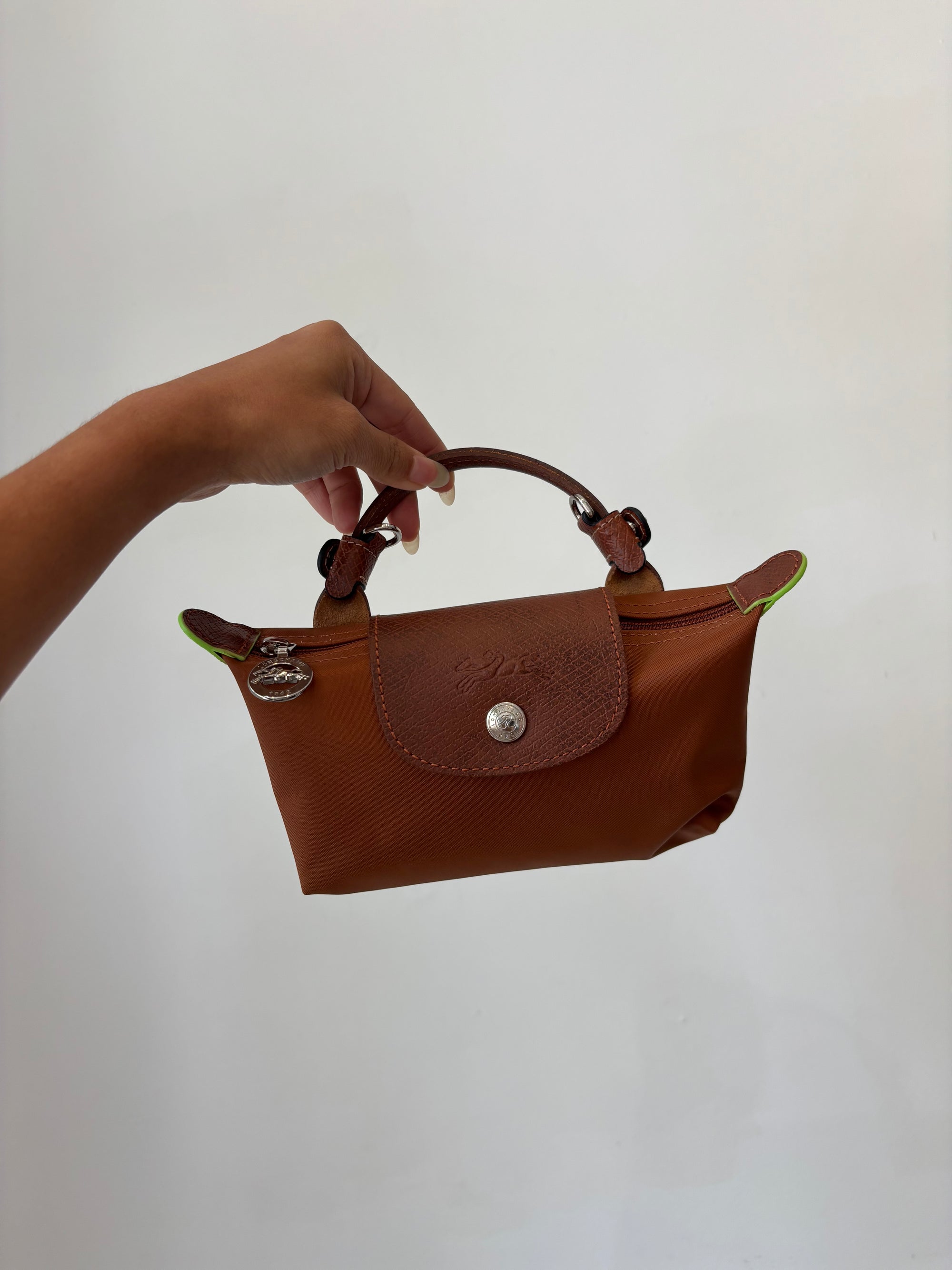 Lonchamp Le Pliage Small Pouch, with crossbody strap, Brown