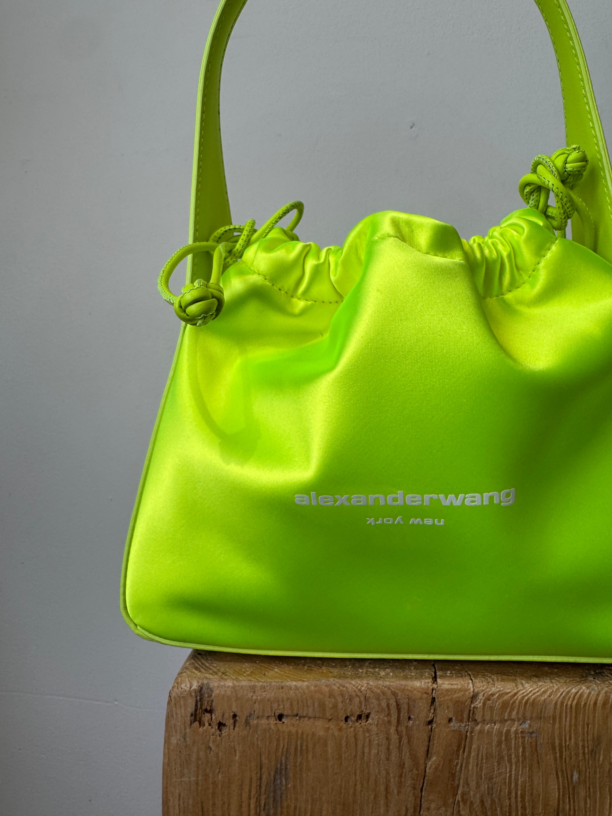 Alexander Wang Neon satin drawstring bag