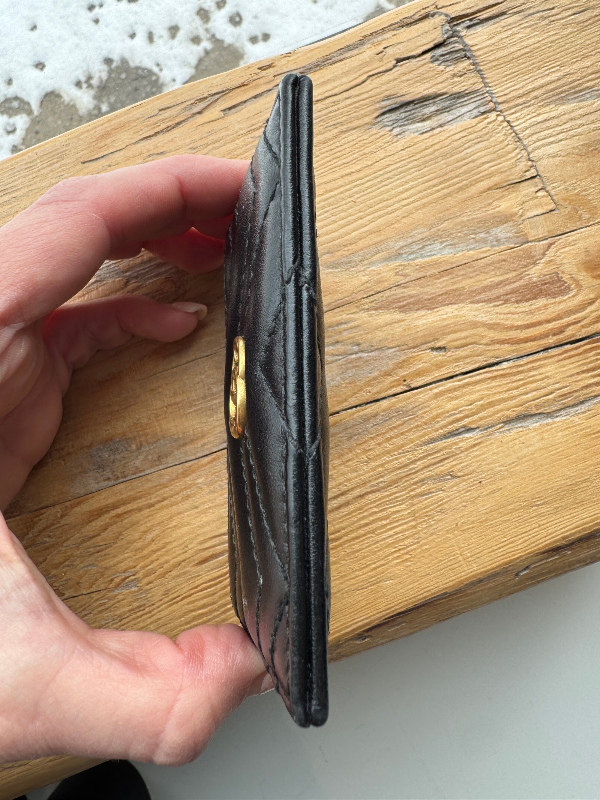 Gucci Marmont Card Holder, Black/Gold