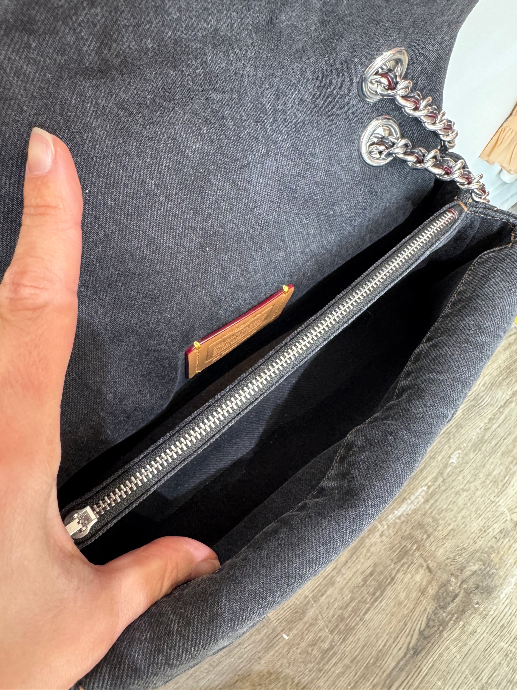 Coach black denim Tabby Shoulder Bag 26, silver