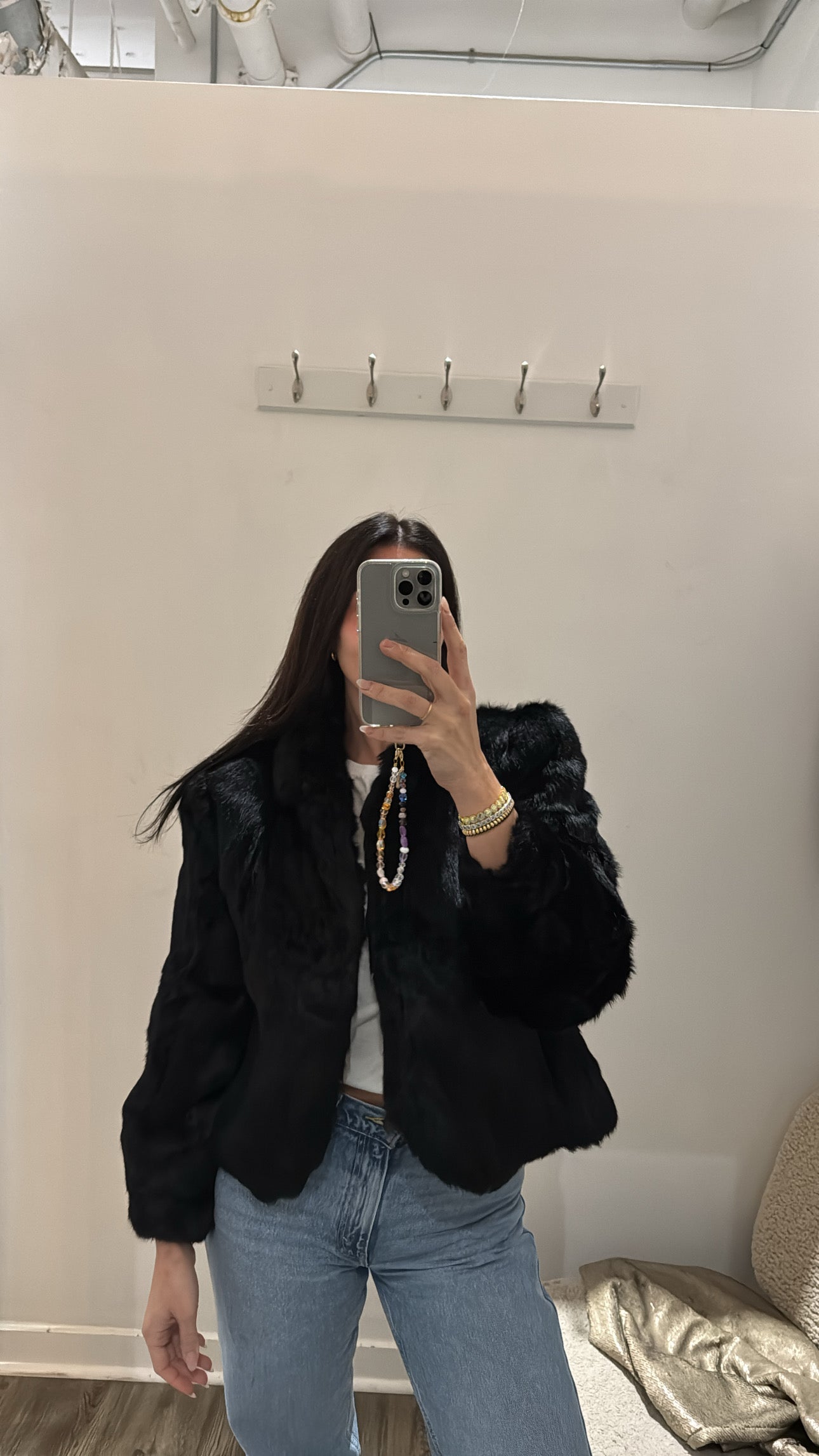 Stylman International Vintage Fur Coat, Black, Large