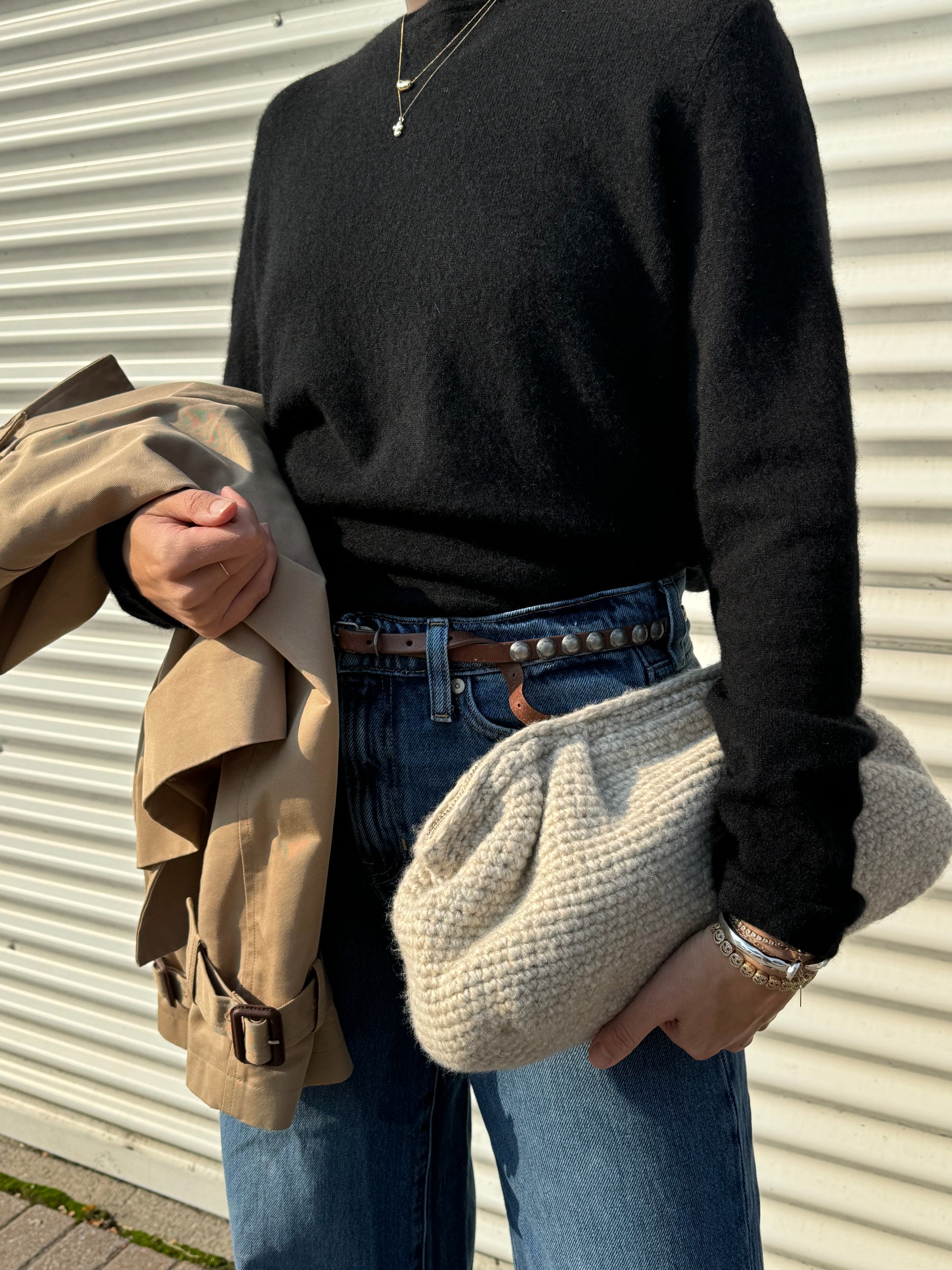 Mango Knit Clutch Oat