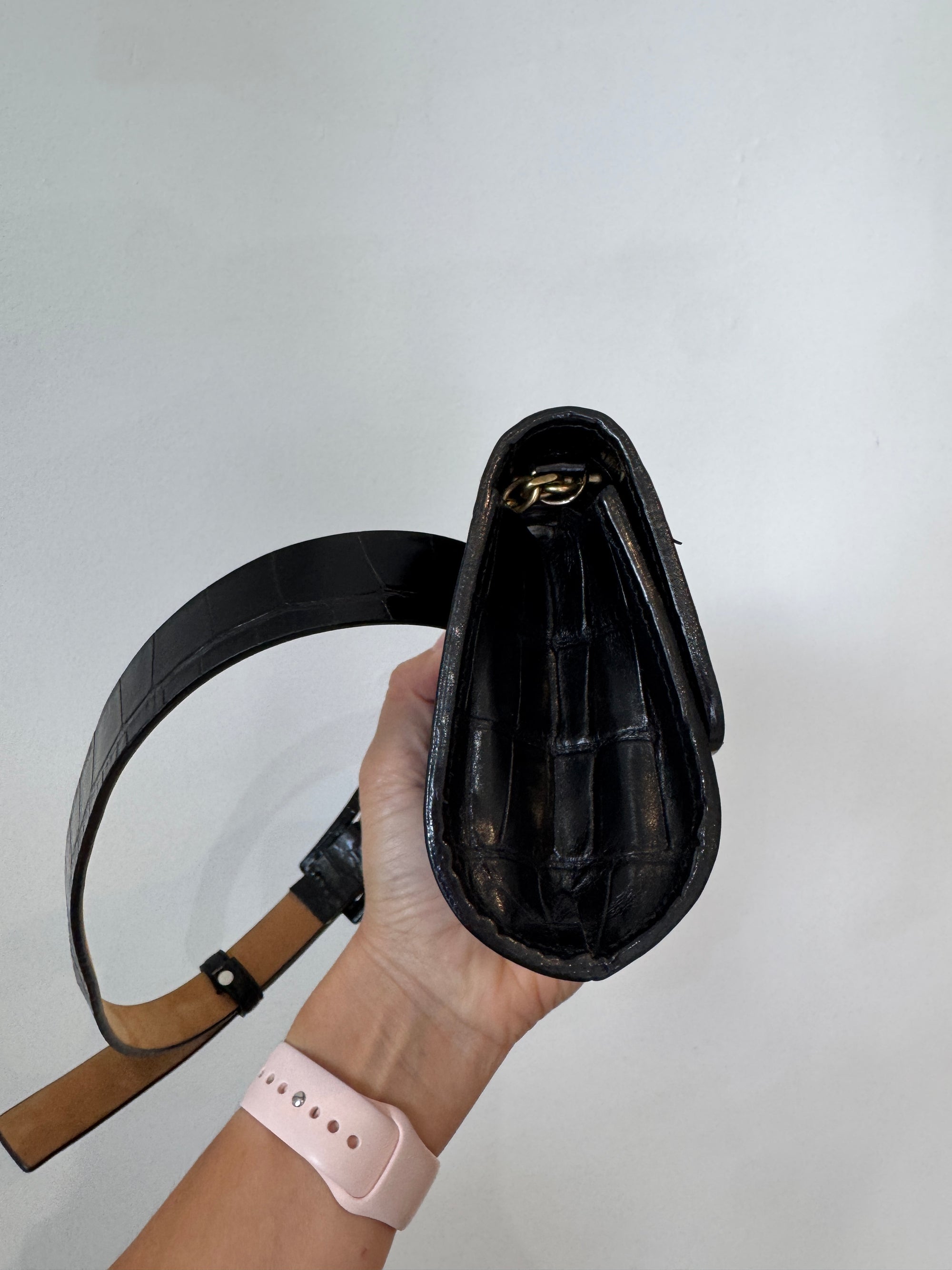 MaxMara leather croc belt bag, Black, Medium