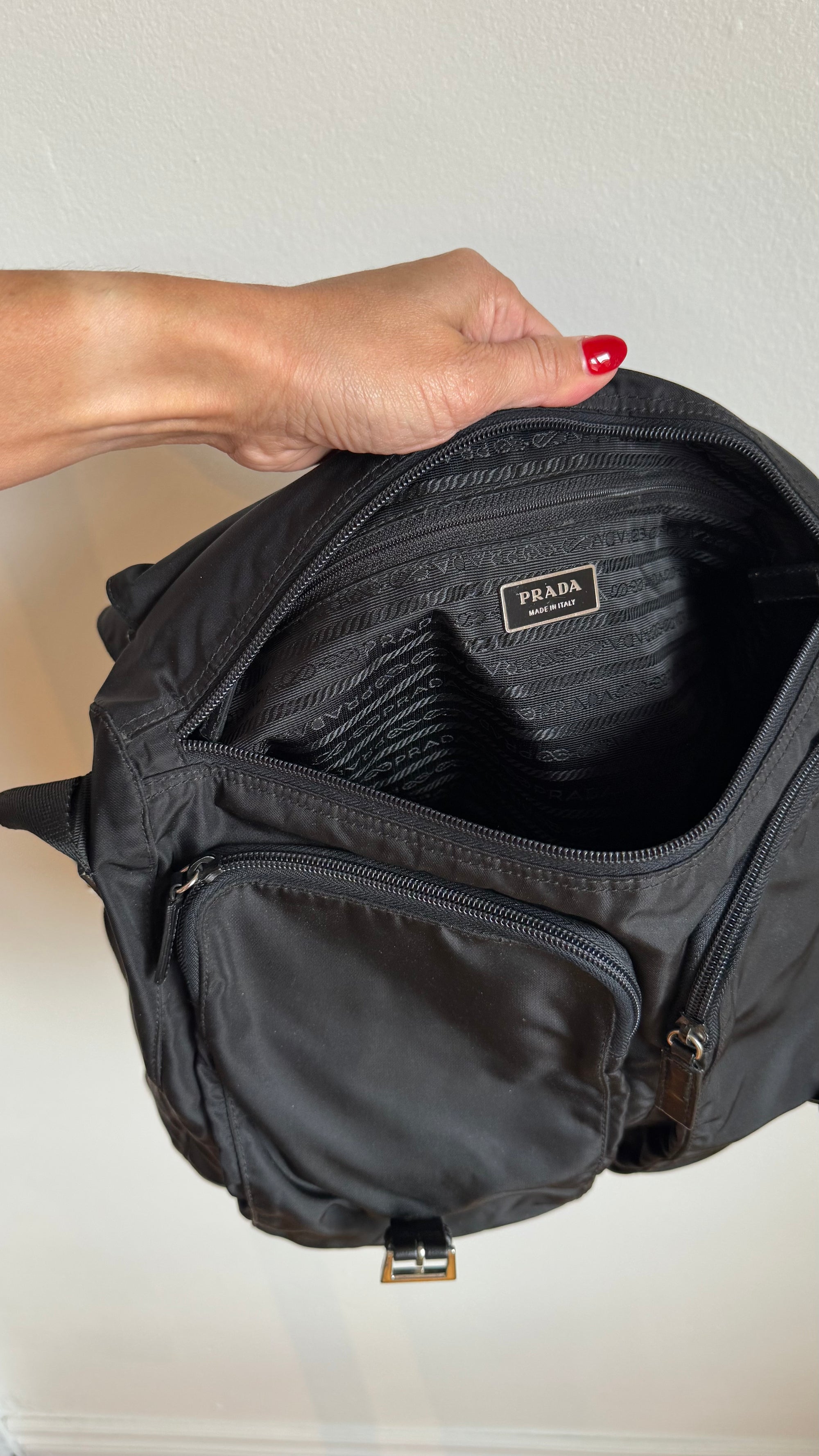 Prada Tessuto Vela Nylon Messenger Bag, Black