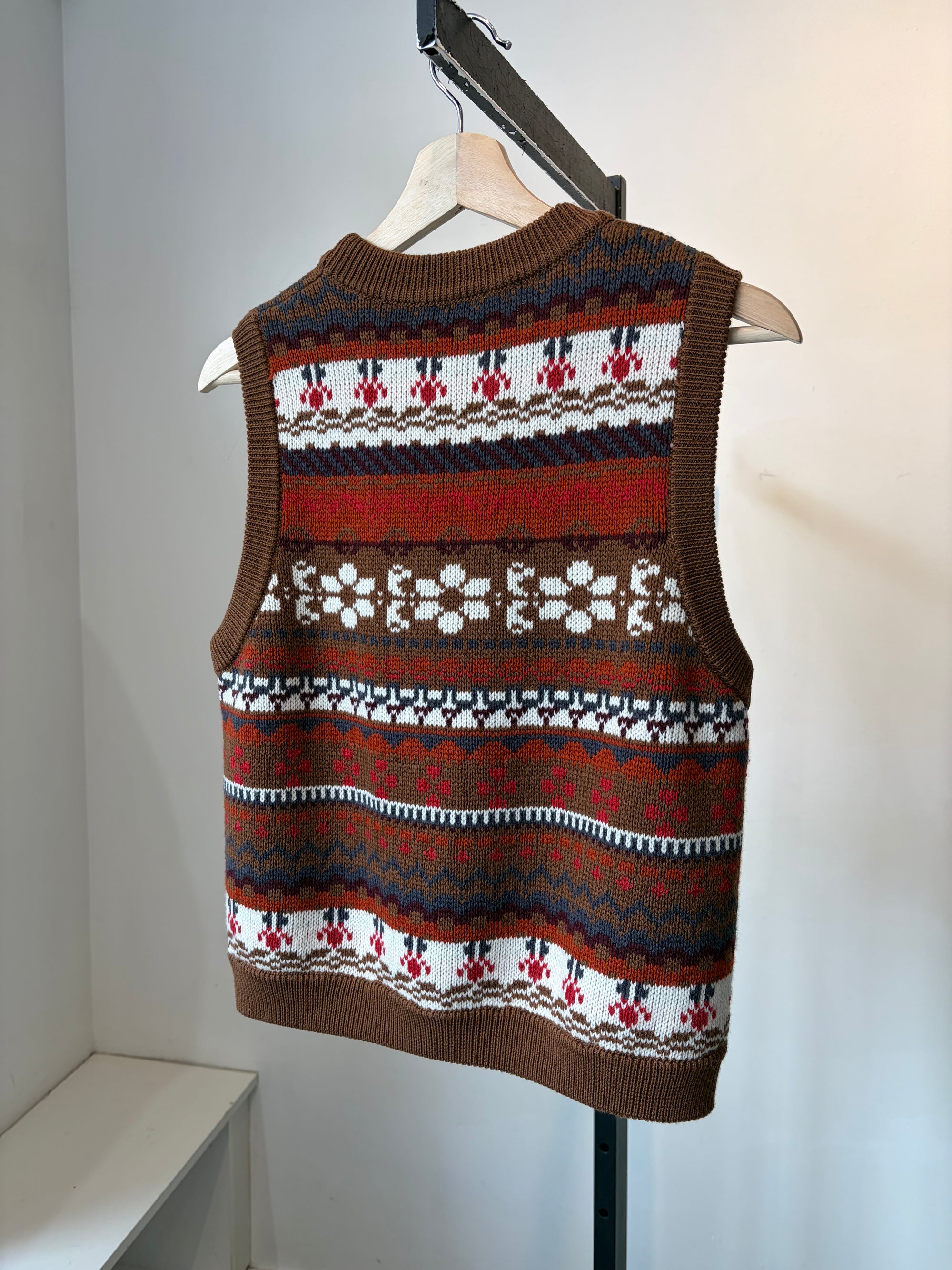 Sézane x Lucia Vergara Becky Sweater Vest, Brown Multi, Small