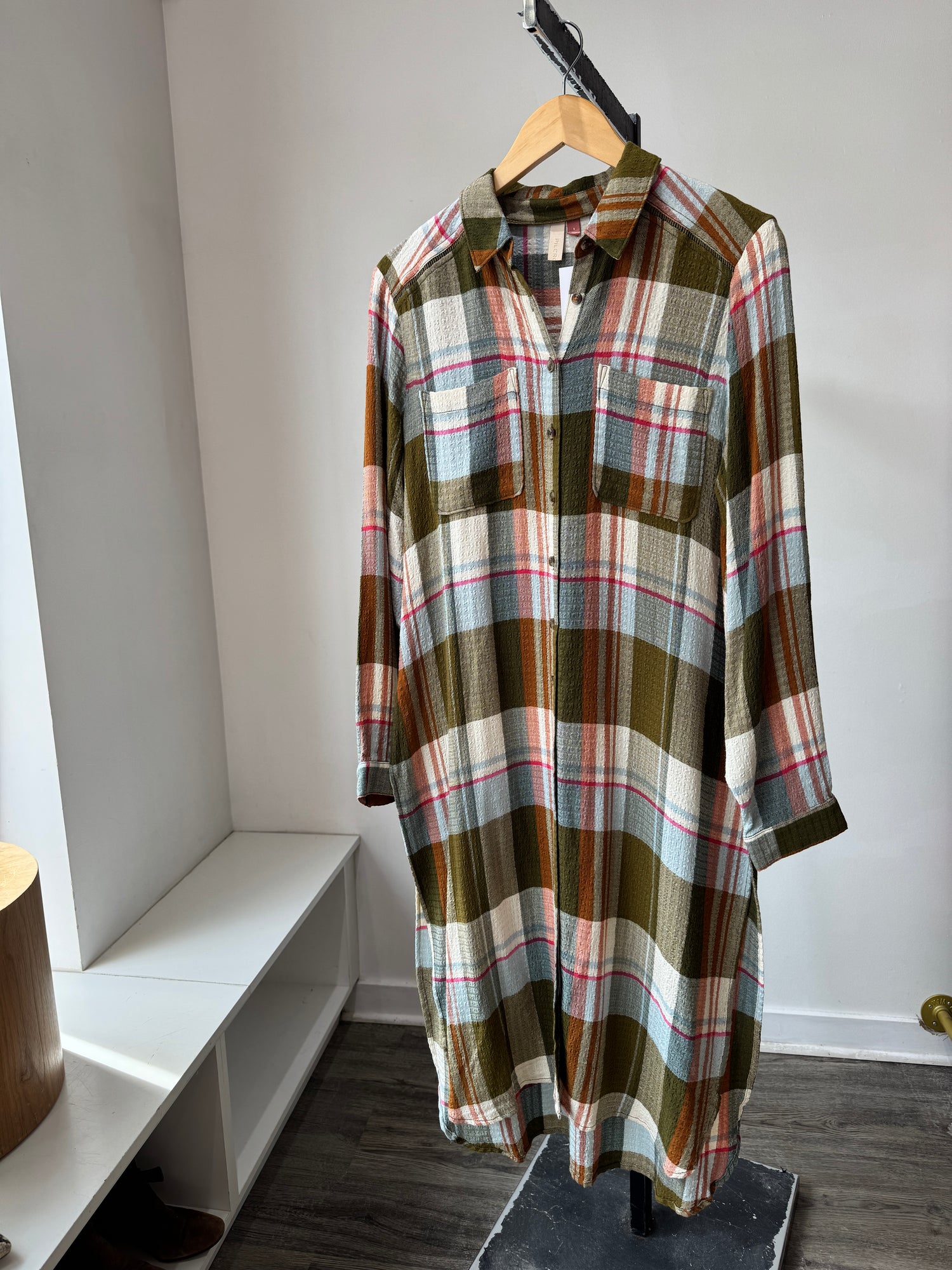 pilcro plaid shirt dress Pilcro Plaid Shirt Dress