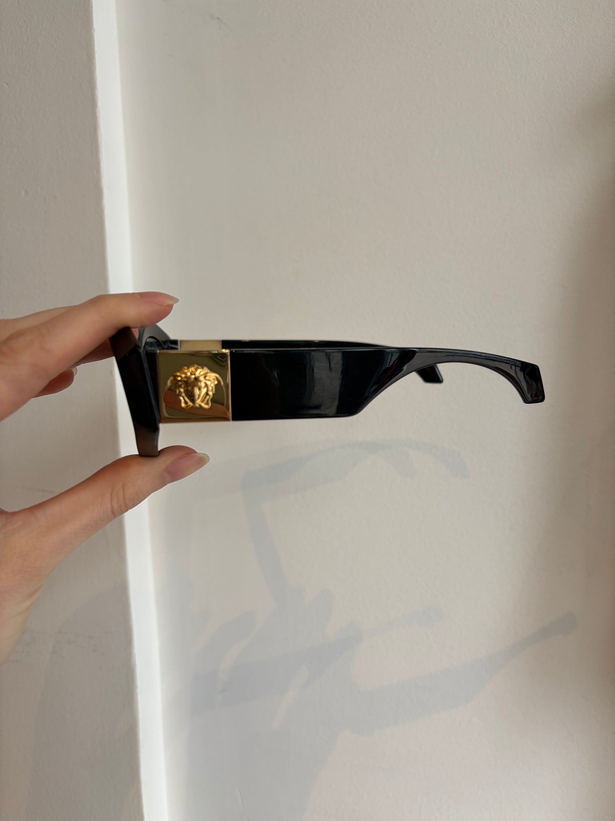 Versace Medusa Irregular Shape Sunglasses, Black