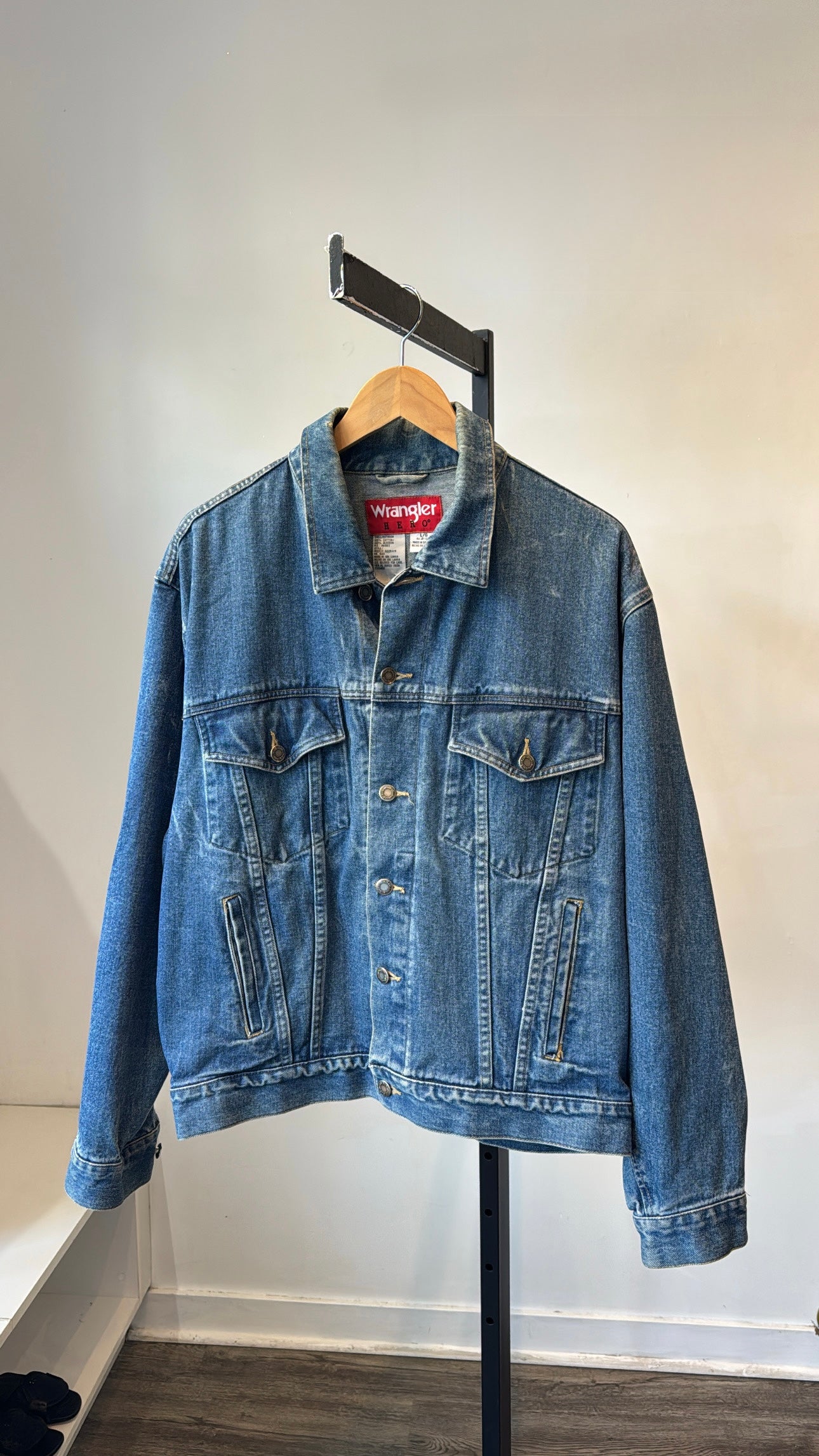 Wrangler Hero Vintage Denim Jacket, Blue, Large