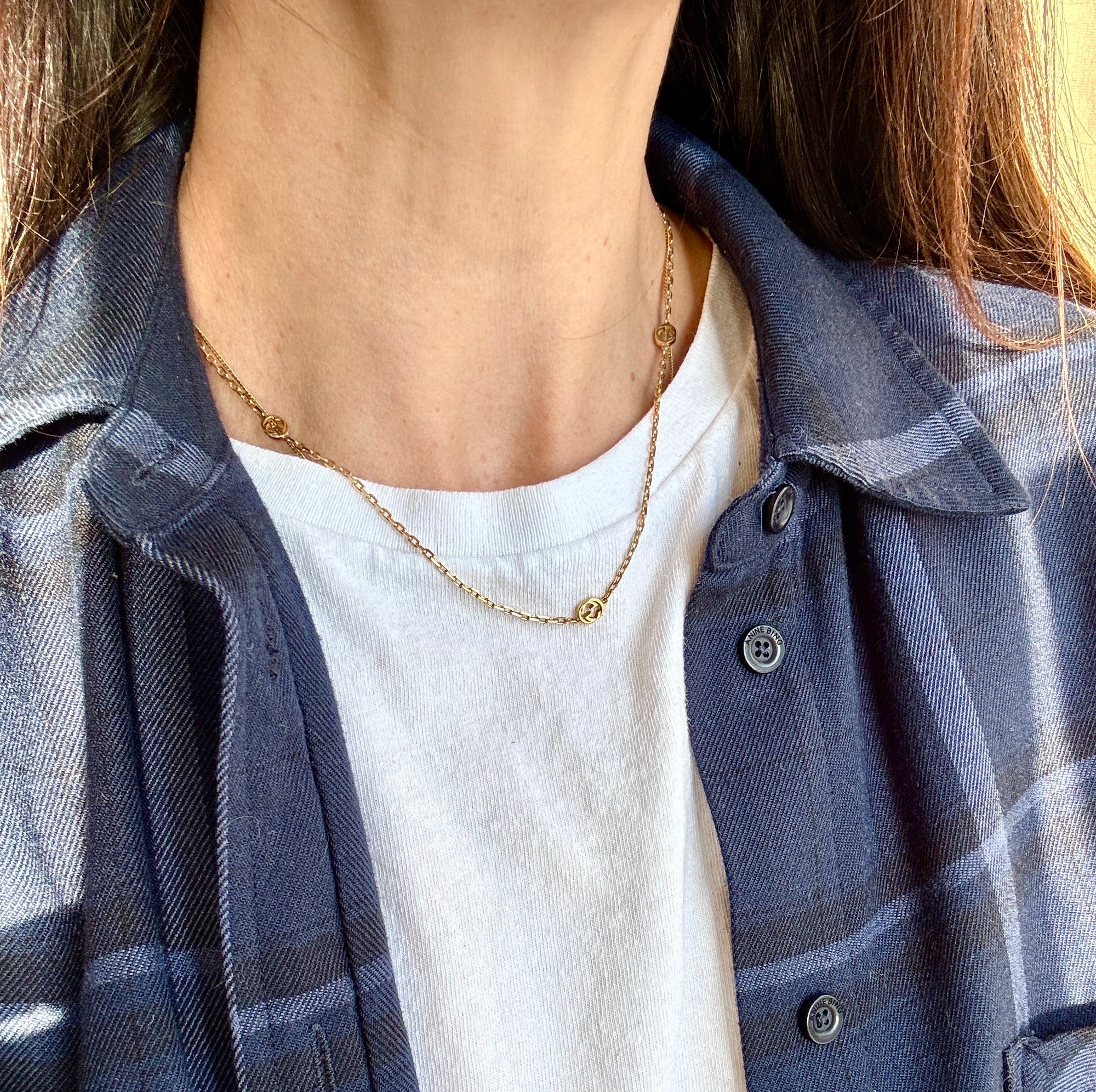 Gucci 18k Running GG Interlocking Necklace, Gold