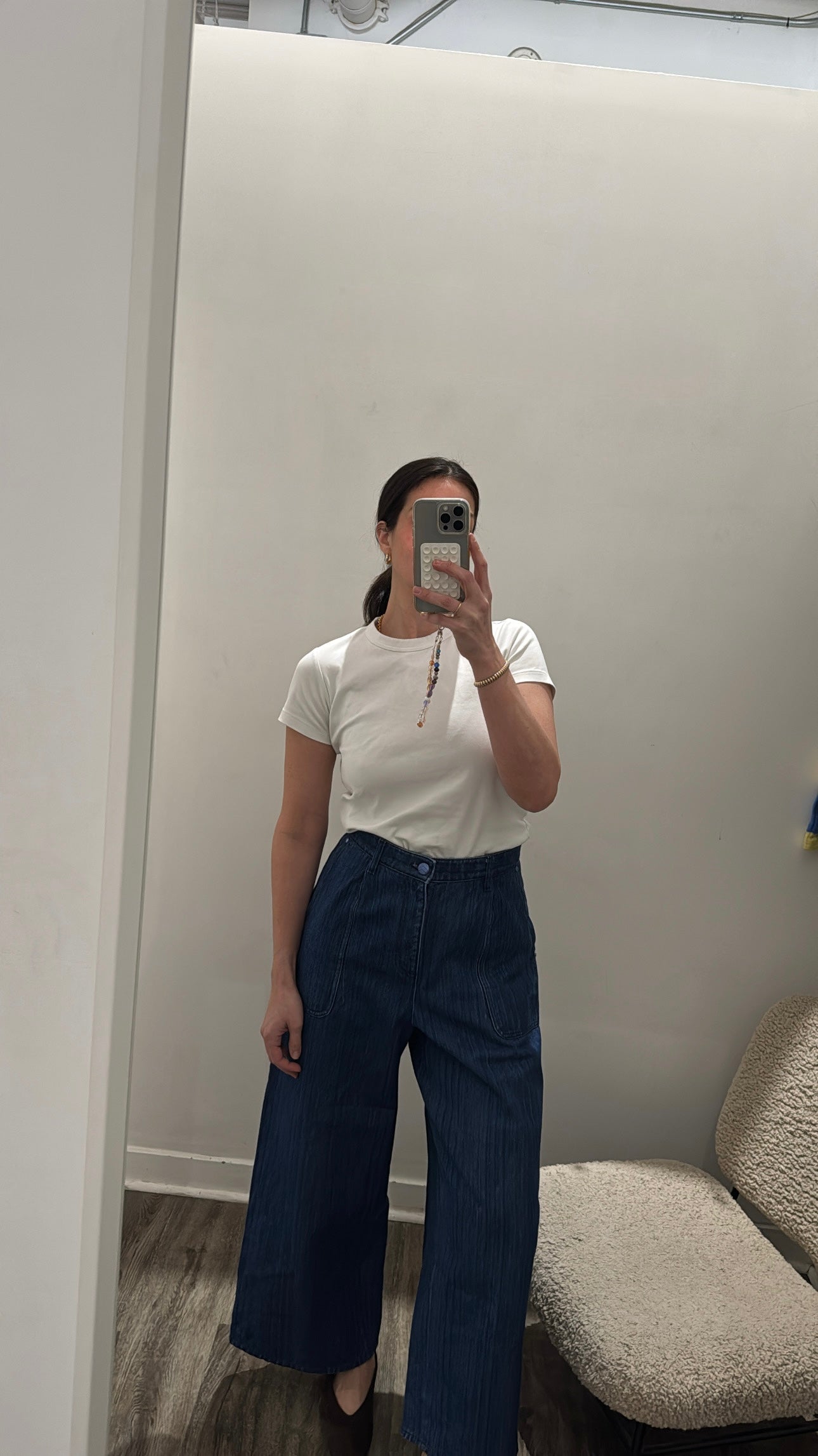 Chanel High Rise Wide Leg Jeans, 42