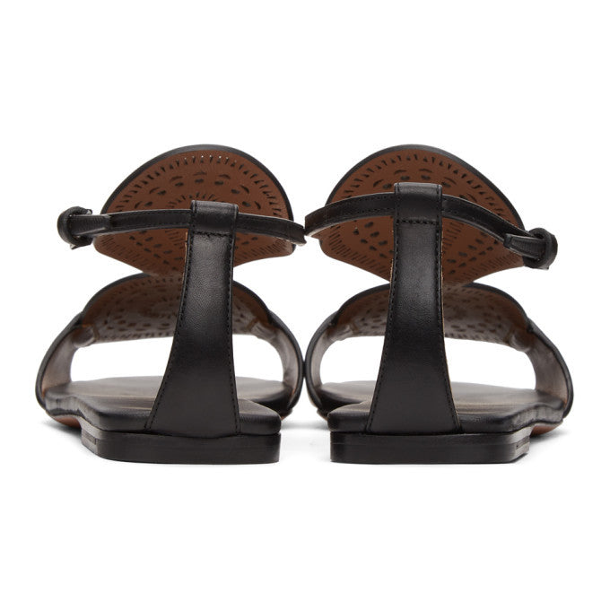 Alaïa plastron openwork flat sandals Footwear Black, 39