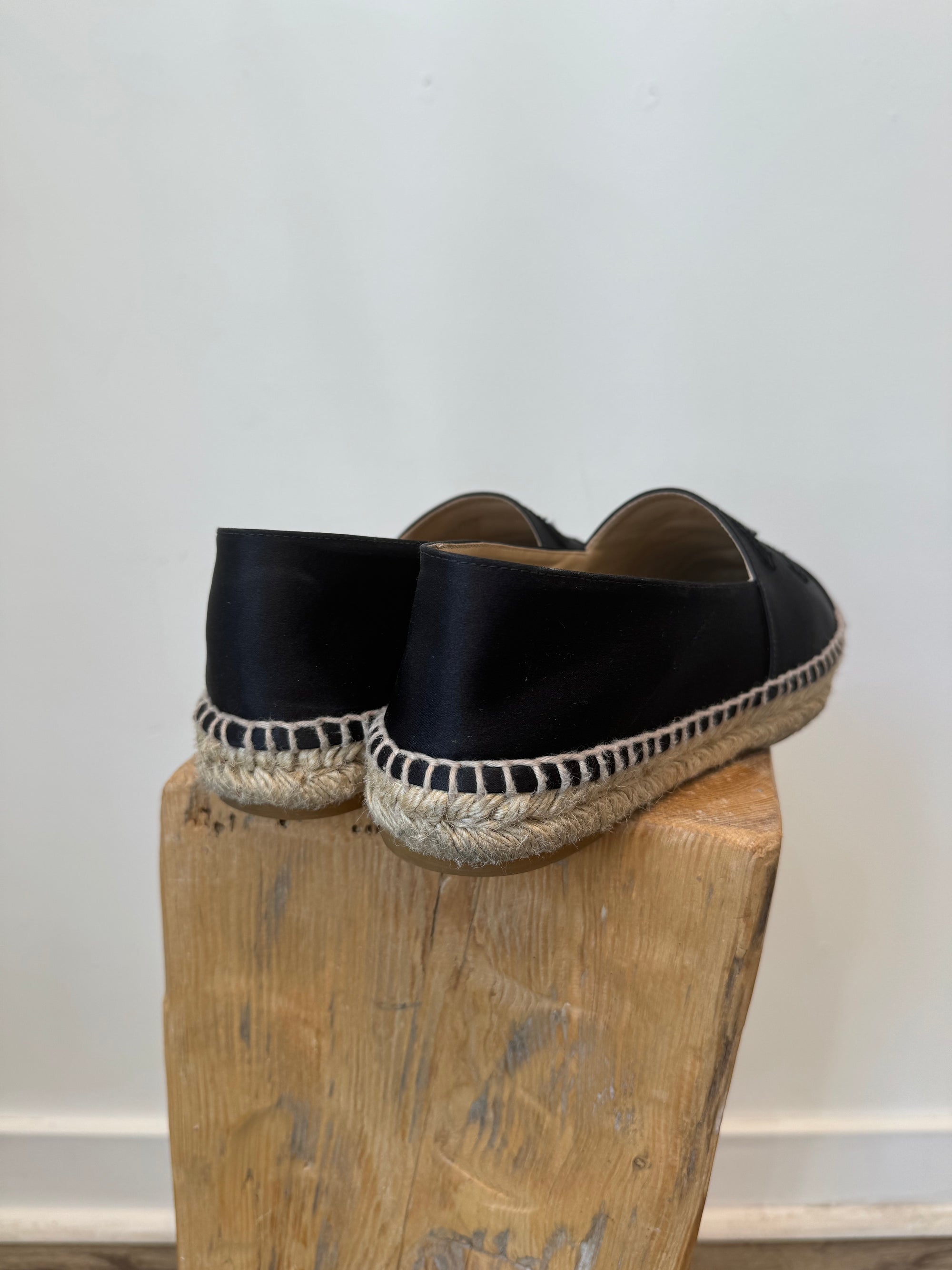 Chanel, Black Satin Espadrilles, Size 38