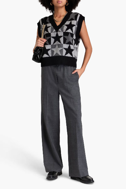 Sandro Star Jacquard Knit Vest, Black Grey, 1 (XS/S)