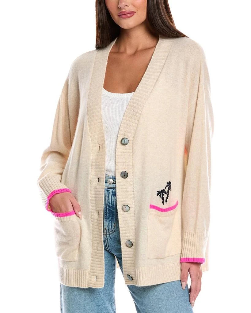 Brodie cashmere, Malibu Sunset Cashmere Cardigan, Cream, Small
