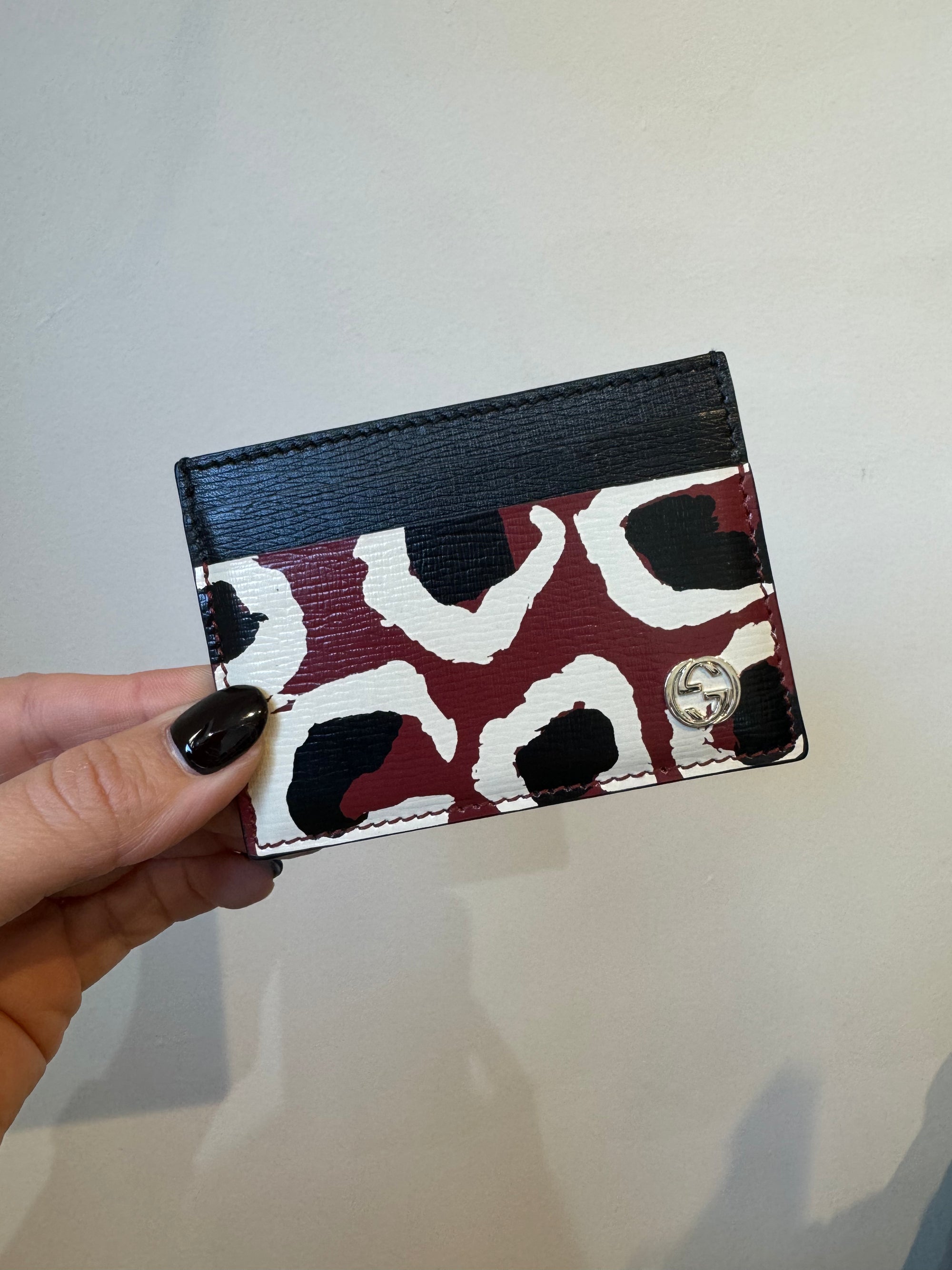 Gucci animal print card holder,  Red Black