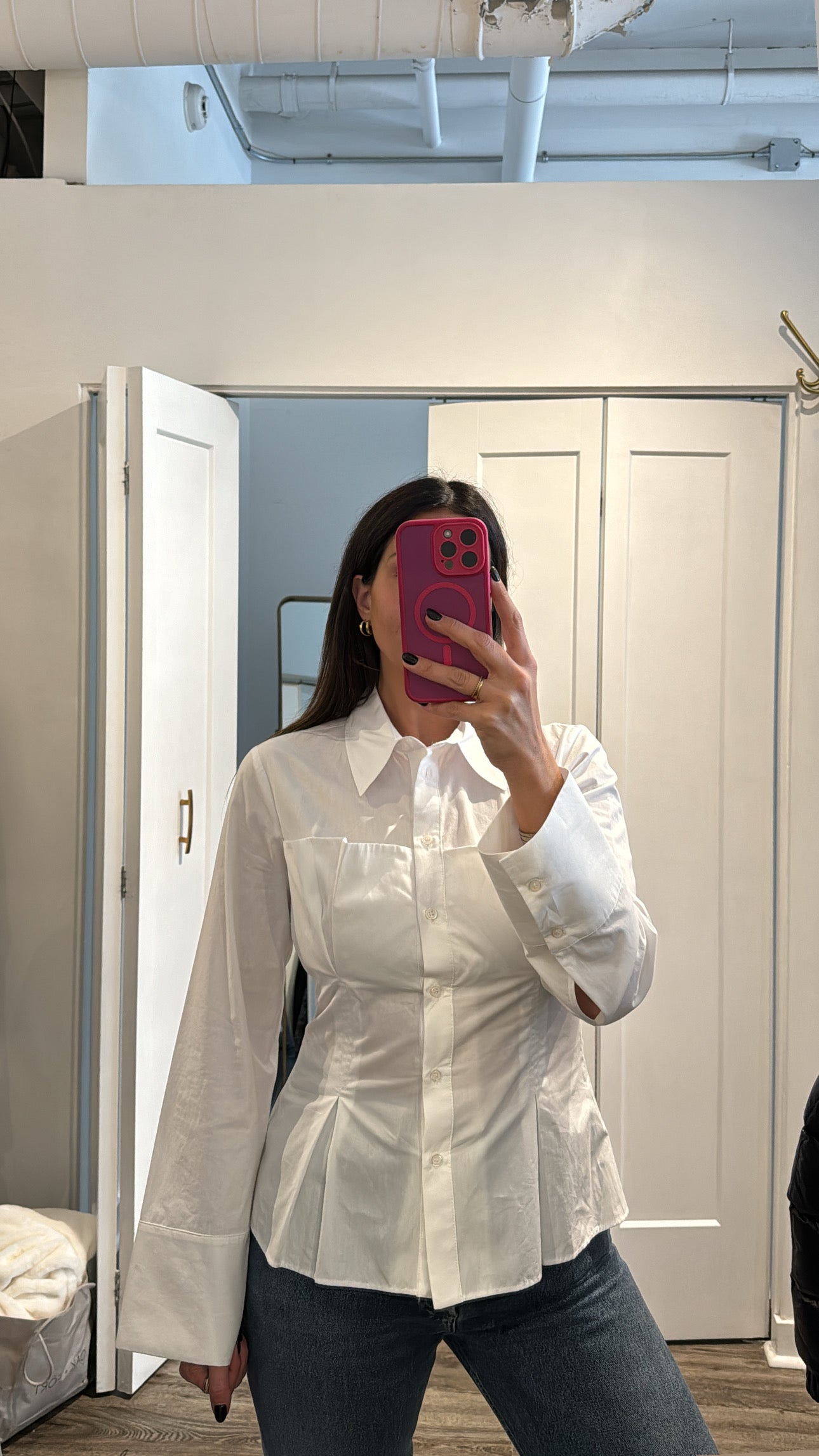 Zara Structured Blouse White NWT, L