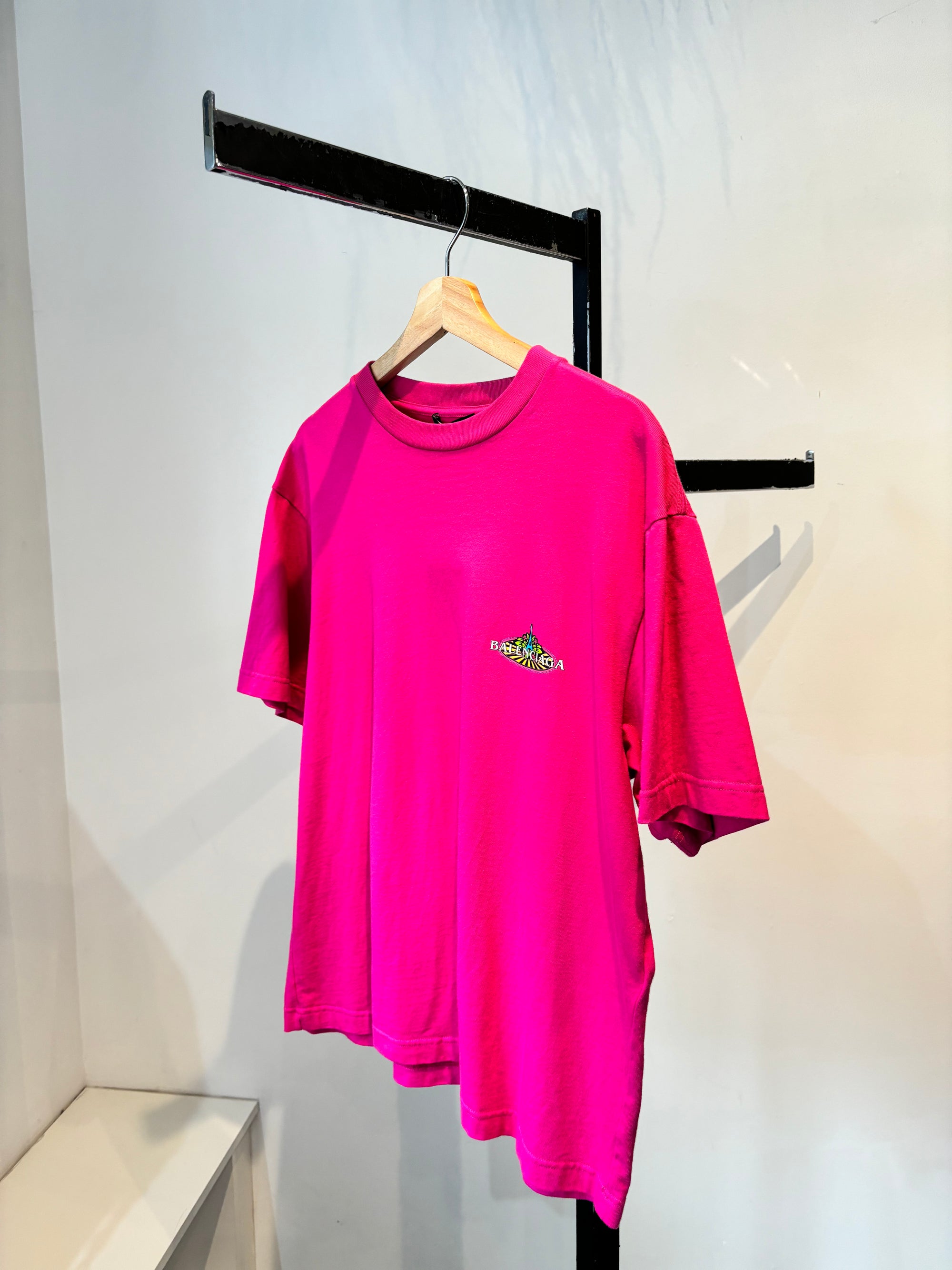 Balenciaga, Pink Logo Tee, Size Small