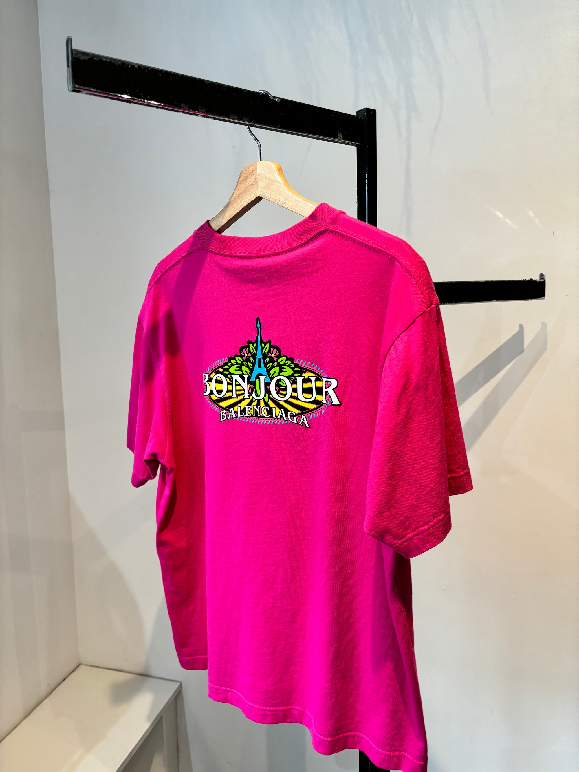 Balenciaga, Pink Logo Tee, Size Small